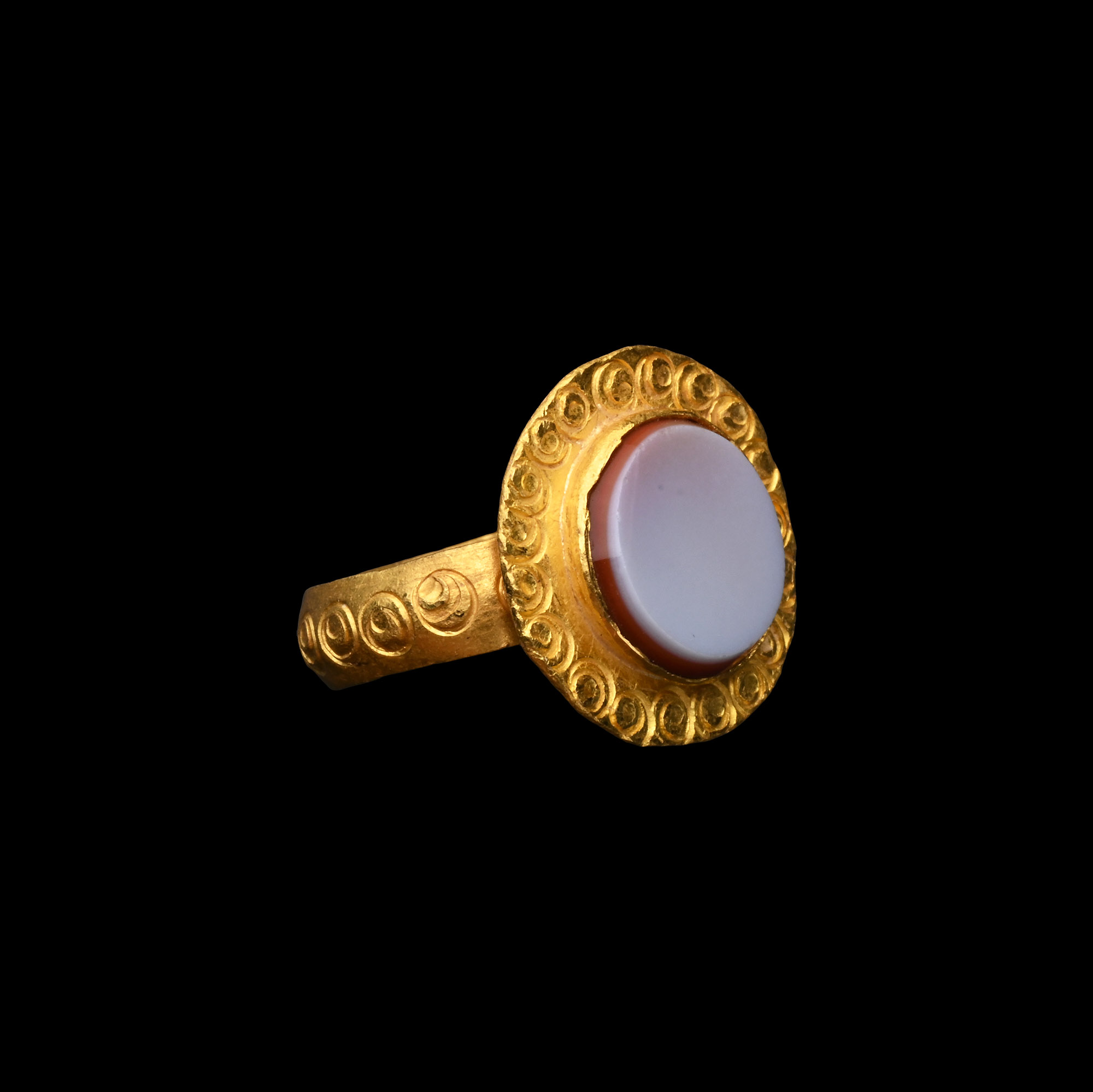 Roman Gold Ring with Nicolo Gemstone