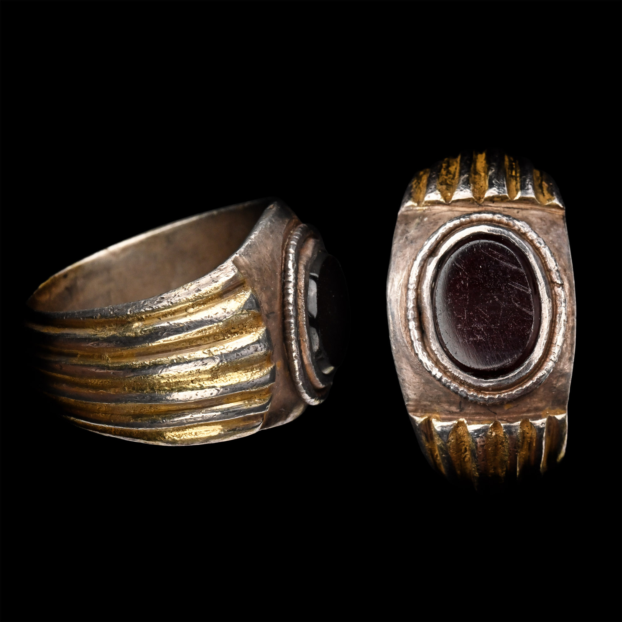 Roman Silver-Gilt Ring with Gemstone