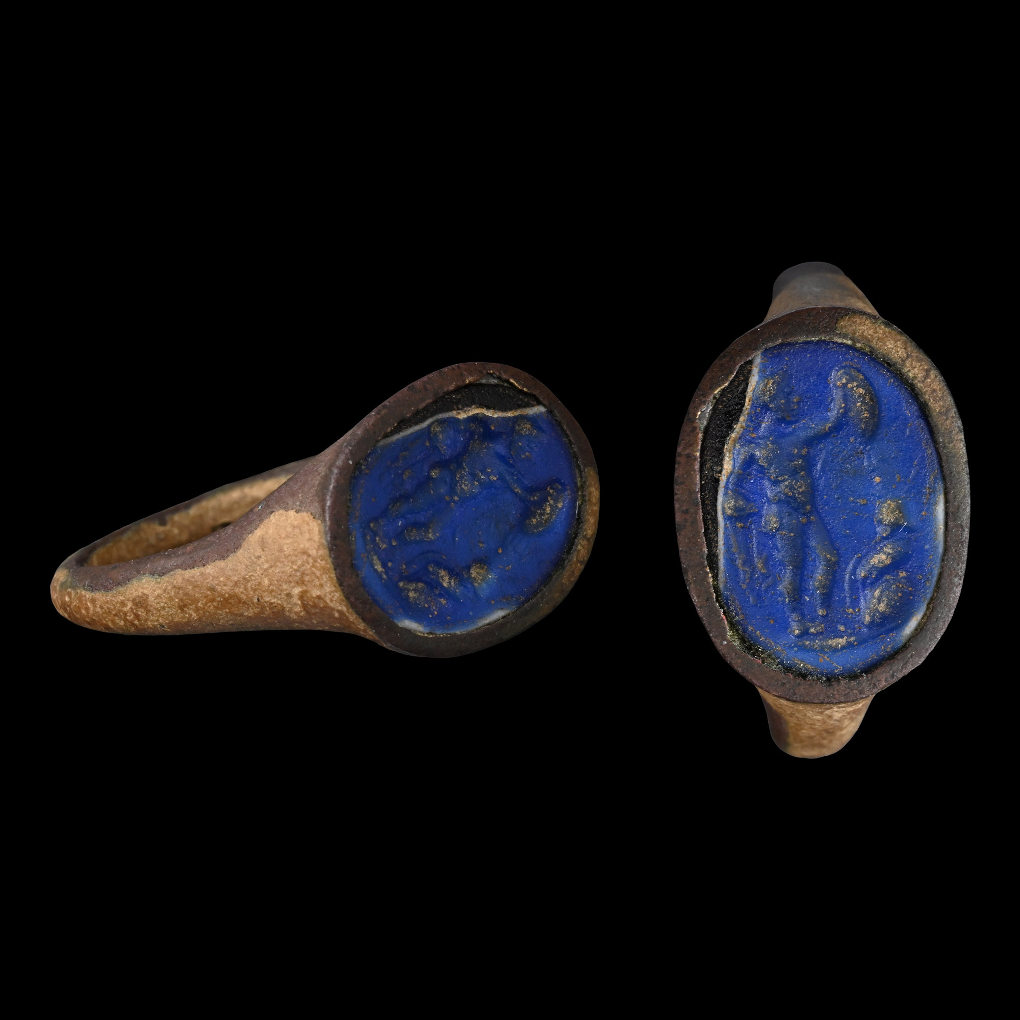 Roman Bronze Ring with Naked Male Gemstone