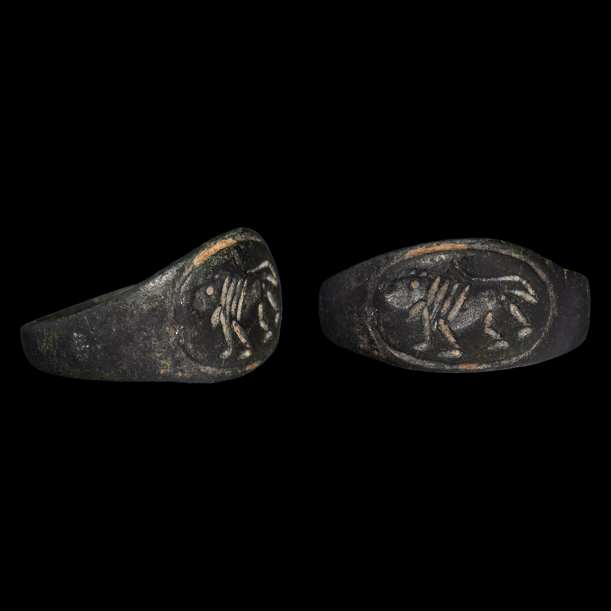 Roman Bronze Ring with Gladitorial Lion