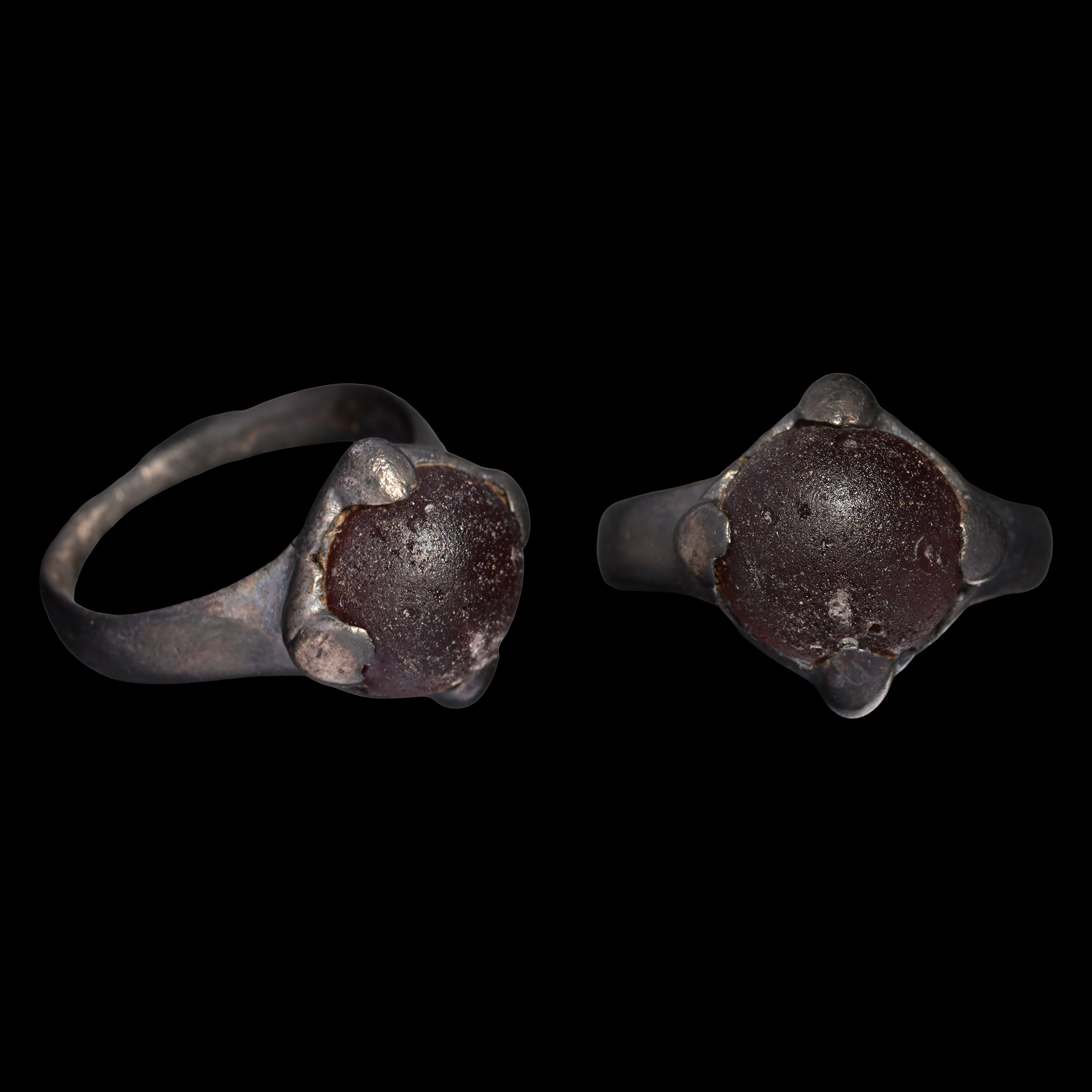 Viking Age Silver Ring with Cabochon