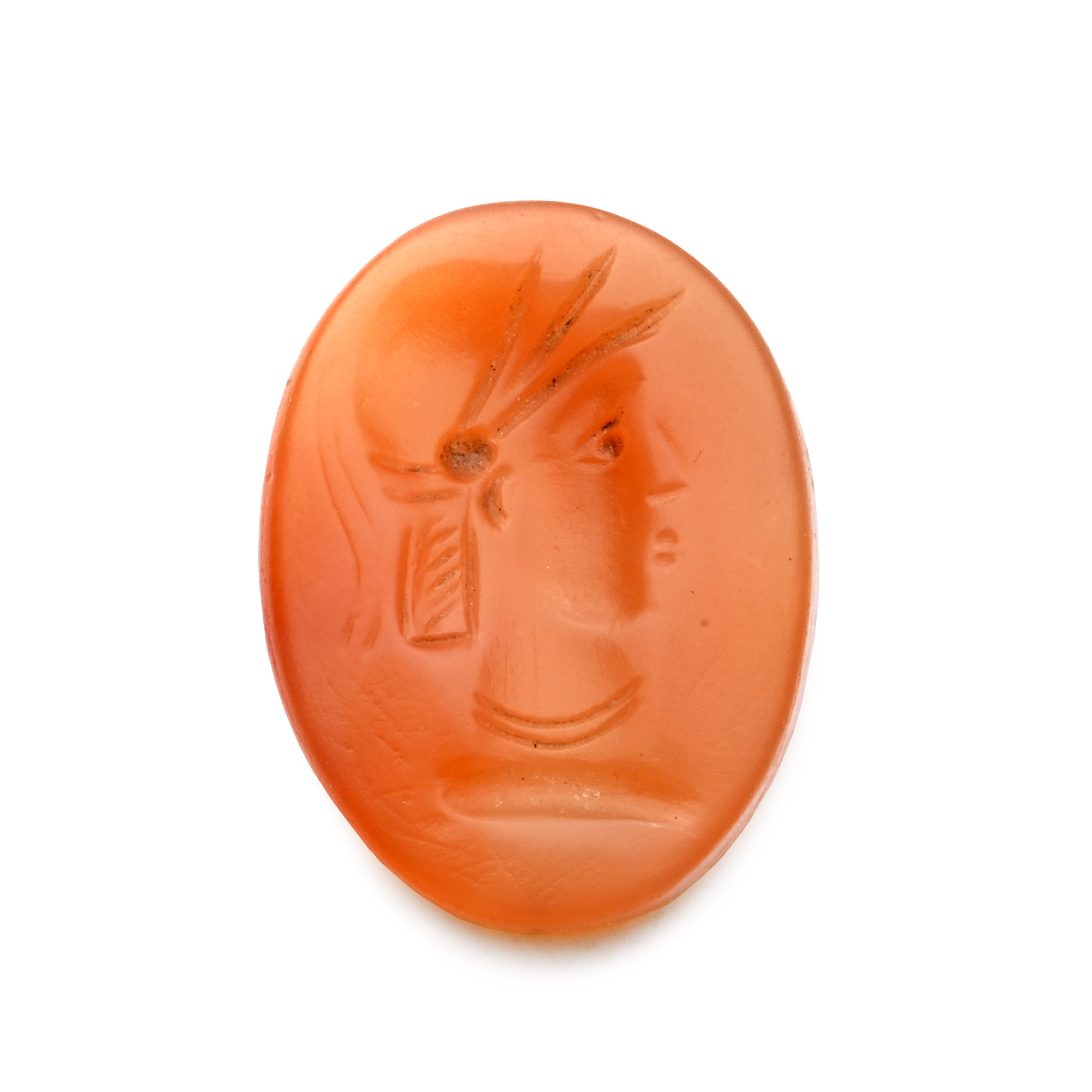 Roman Carnelian Gemstone with Bust of Roma