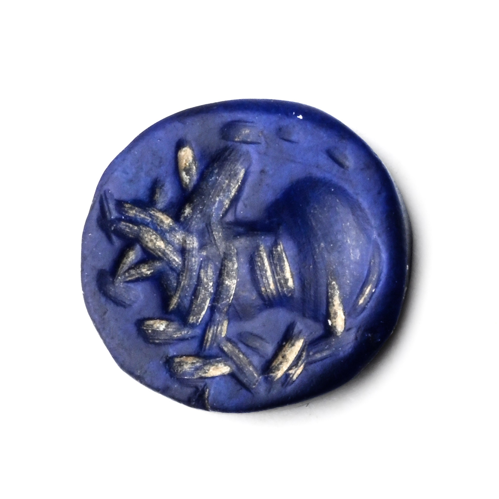 Eastern Roman Dark Blue Gemstone with Rider to Left