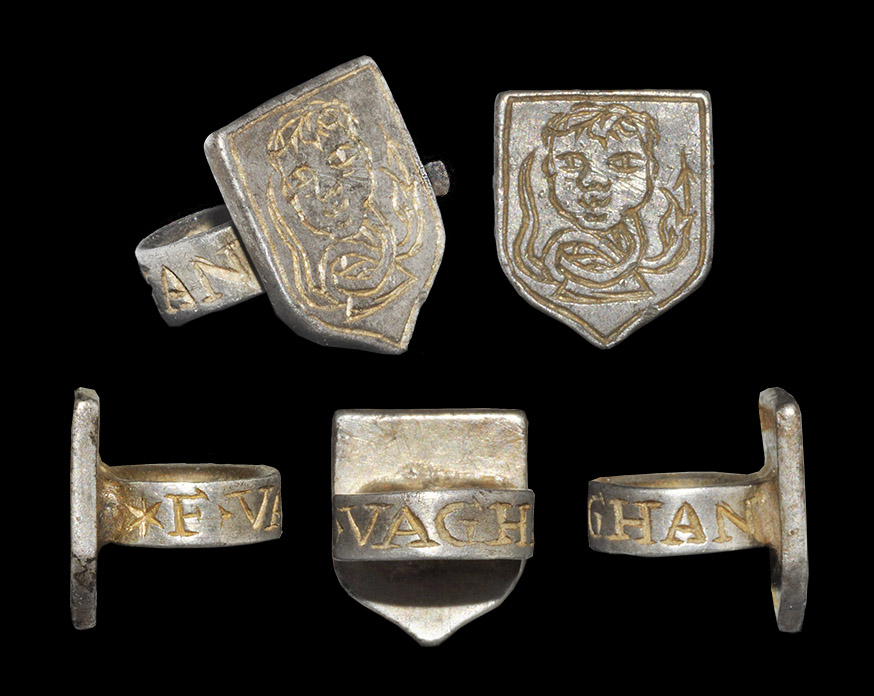 Post Medieval Tudor Silver 'Francis Vaughn at Hergest Court, Herefordshire' Hawking Ring