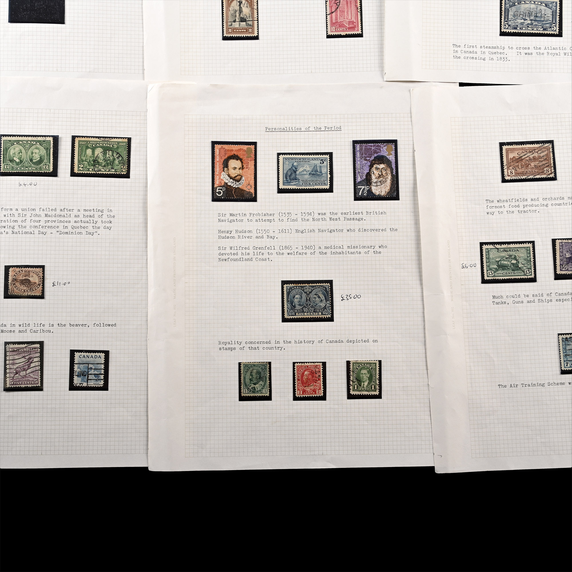 CANADA - History in Stamps Album Page Group