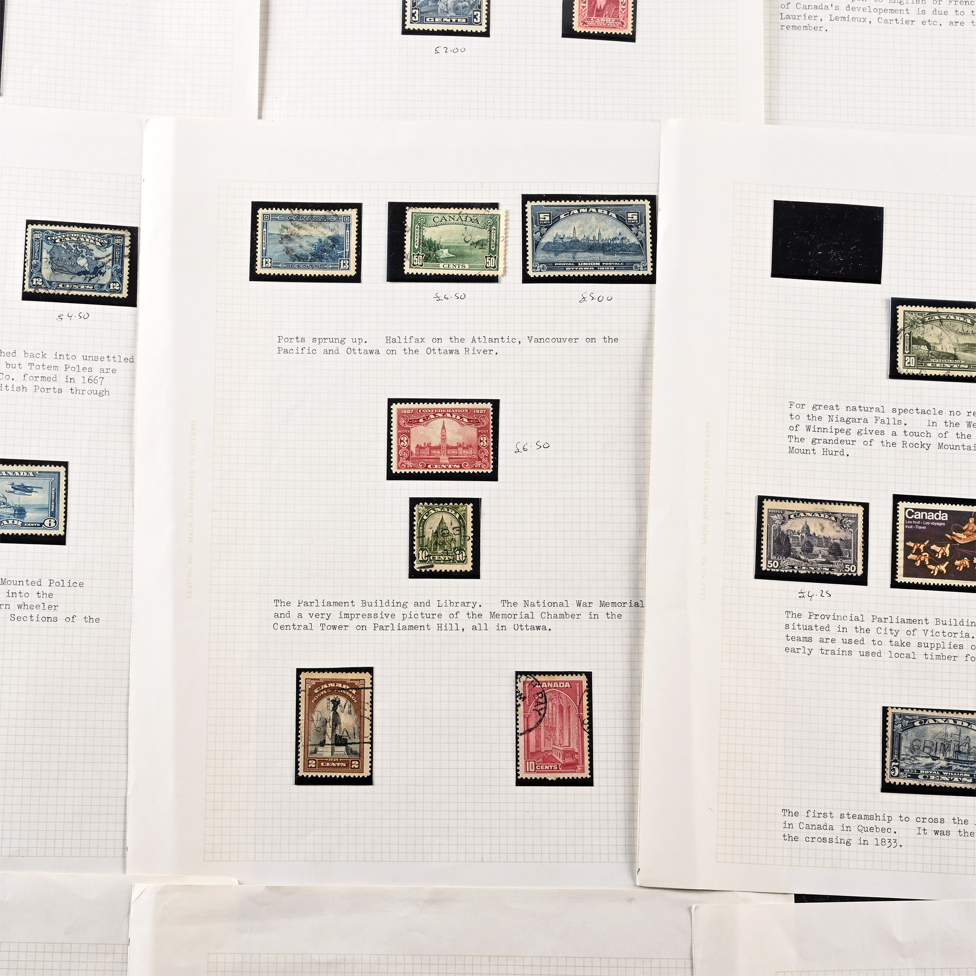 CANADA - History in Stamps Album Page Group