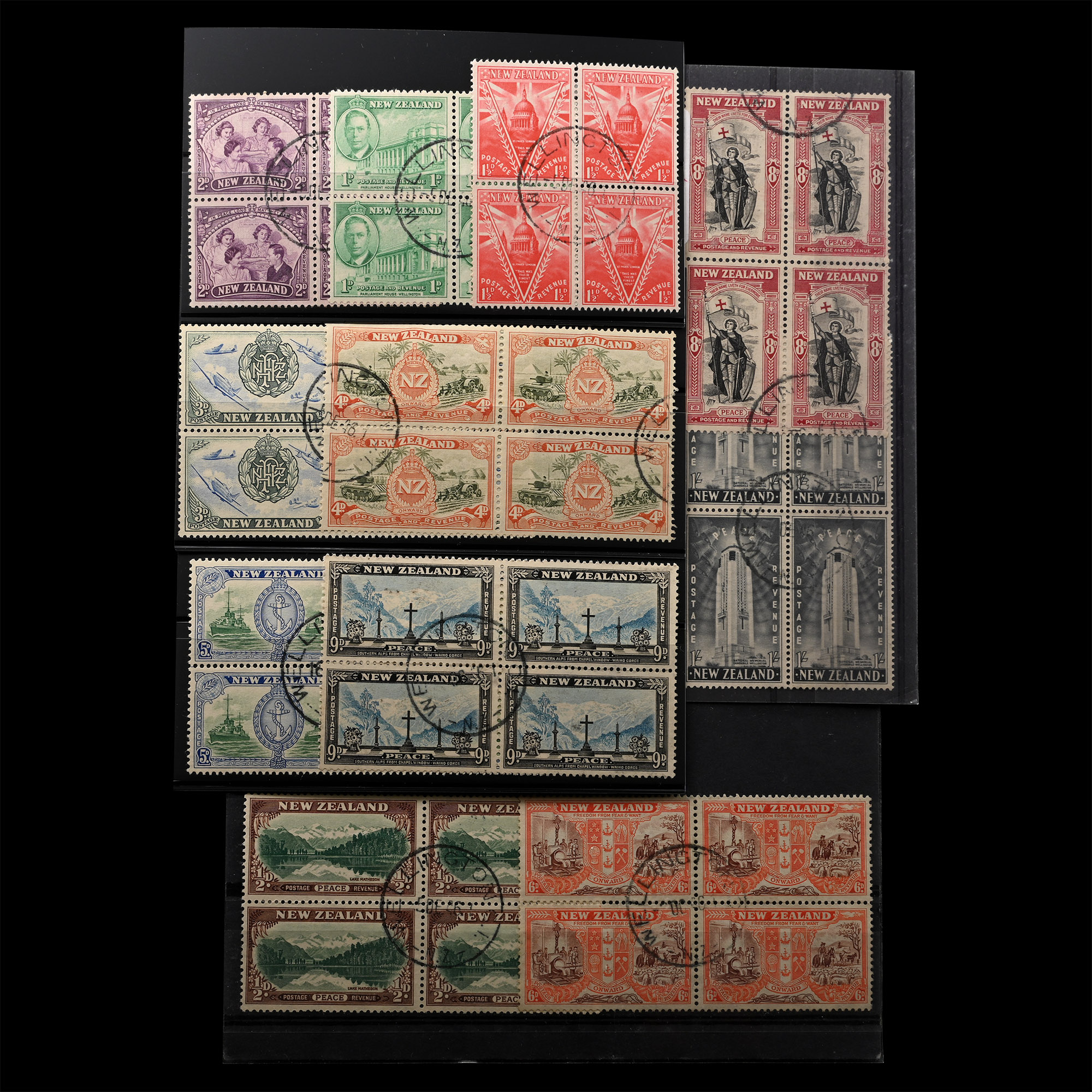 NEW ZEALAND - Used Blocks of Four Stamp Collection