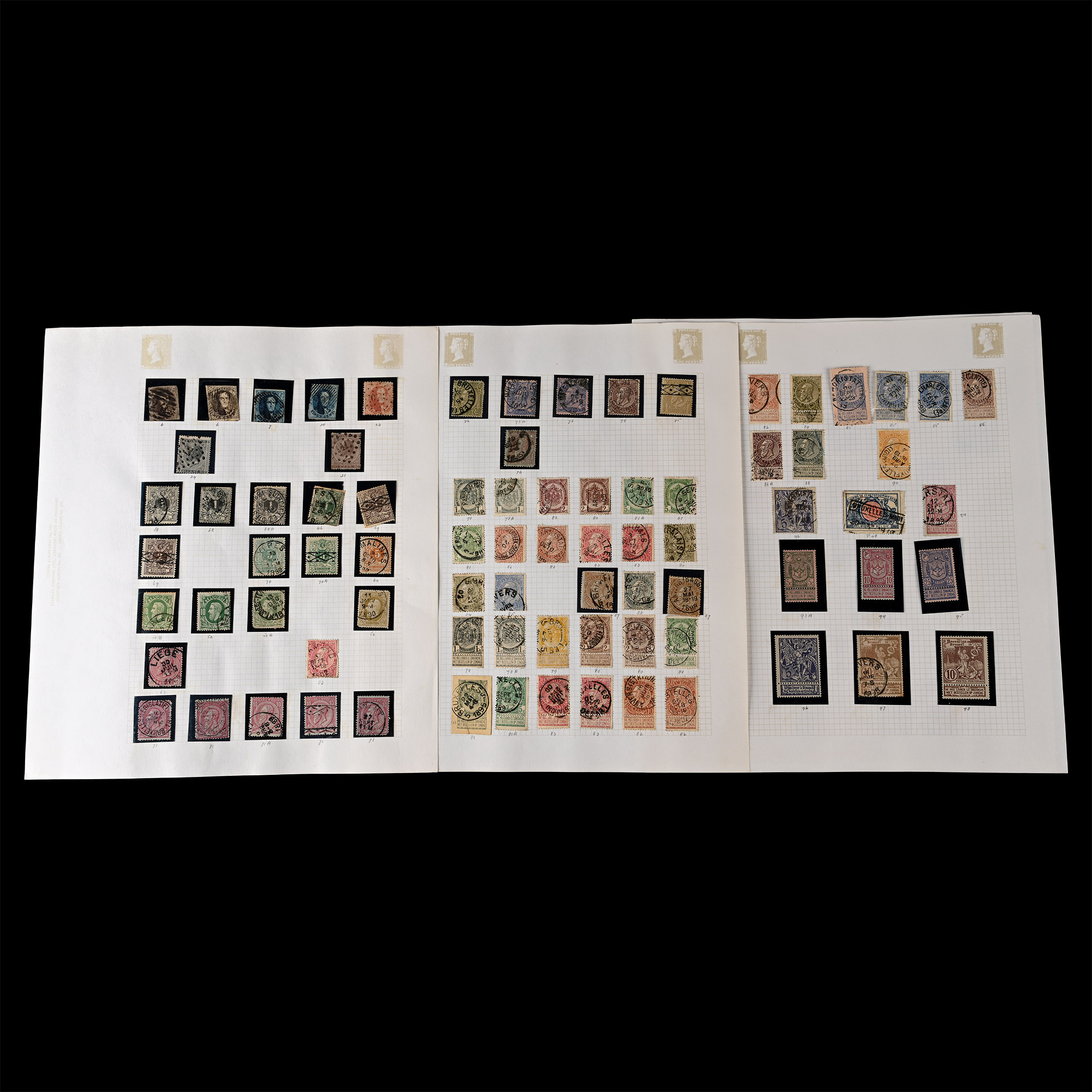 Mixed Group of Stamps From Belgium & Czechoslovakia on Album Leaves