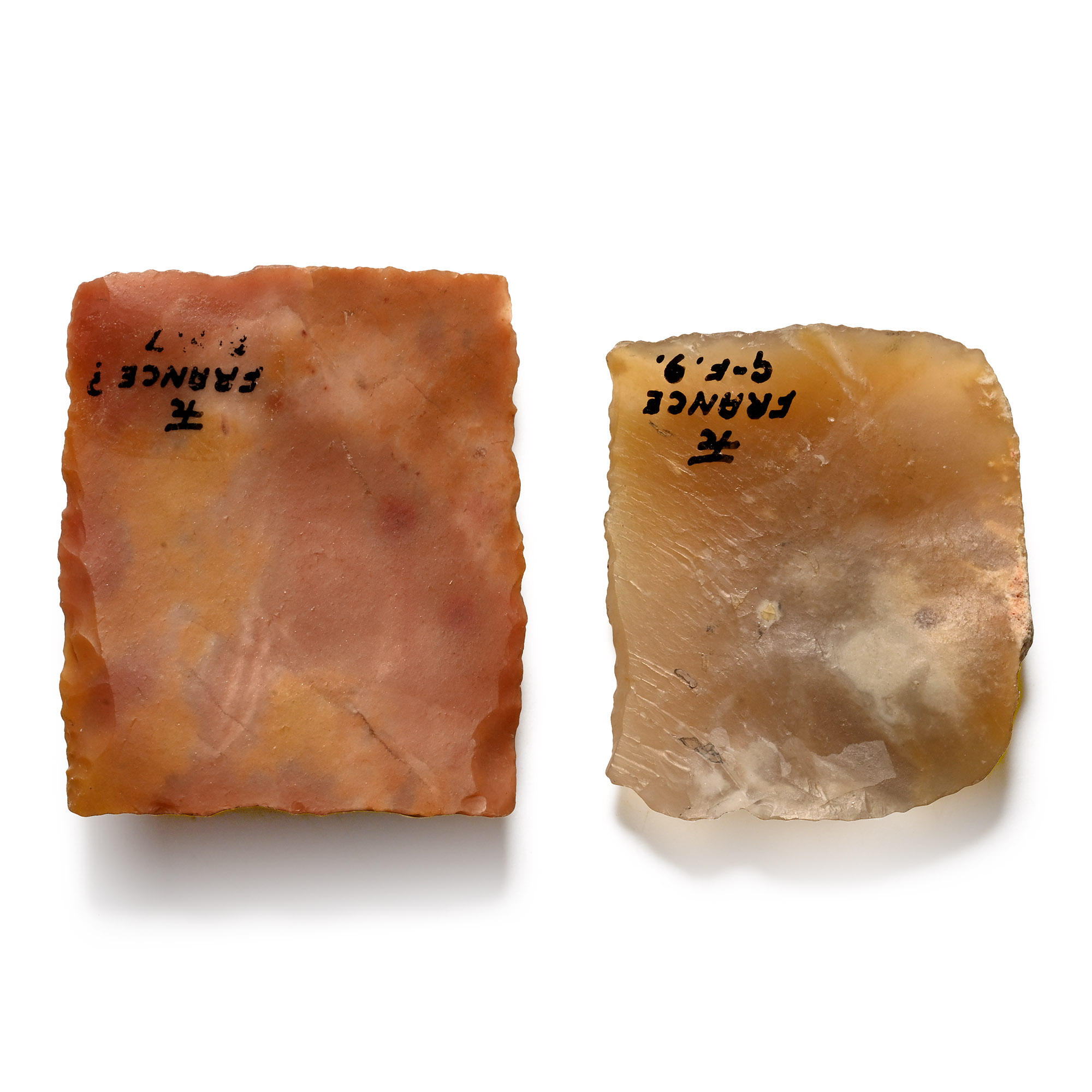 Fawcett Collection French Stone Age Knapped Chert and Flint Blades with Fawcett Monograms