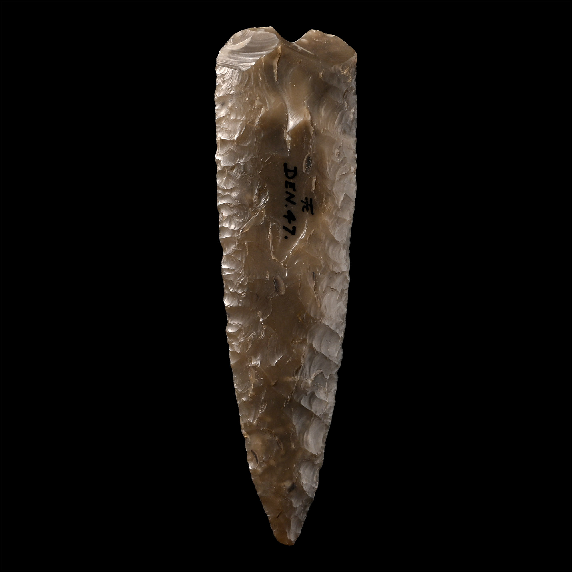 Fawcett Collection Danish Stone Age Knapped Flint Lanceolate Dagger Blade with Fawcett Monogram