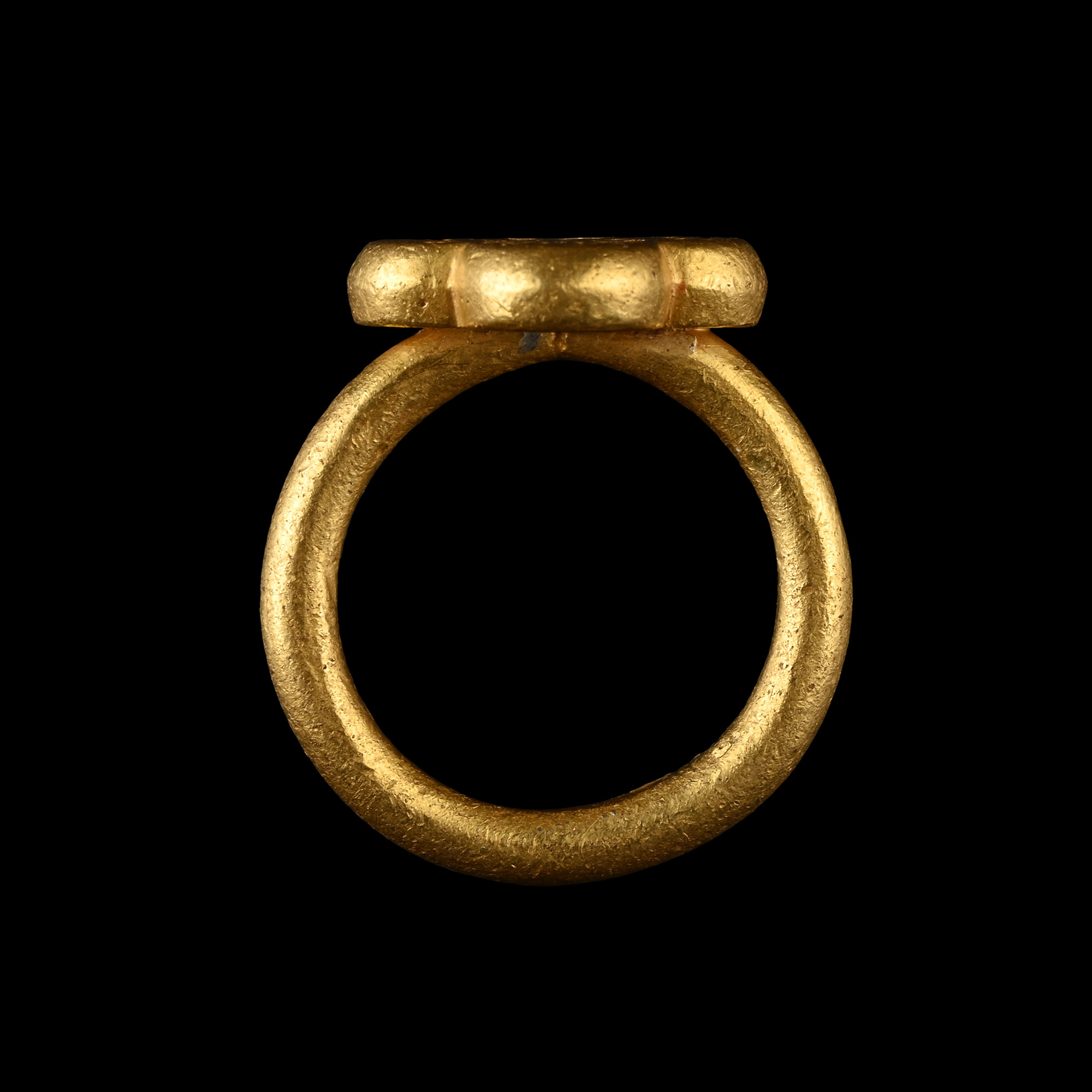 Heavy Byzantine Gold Marriage Ring with Christ and Facing Couple