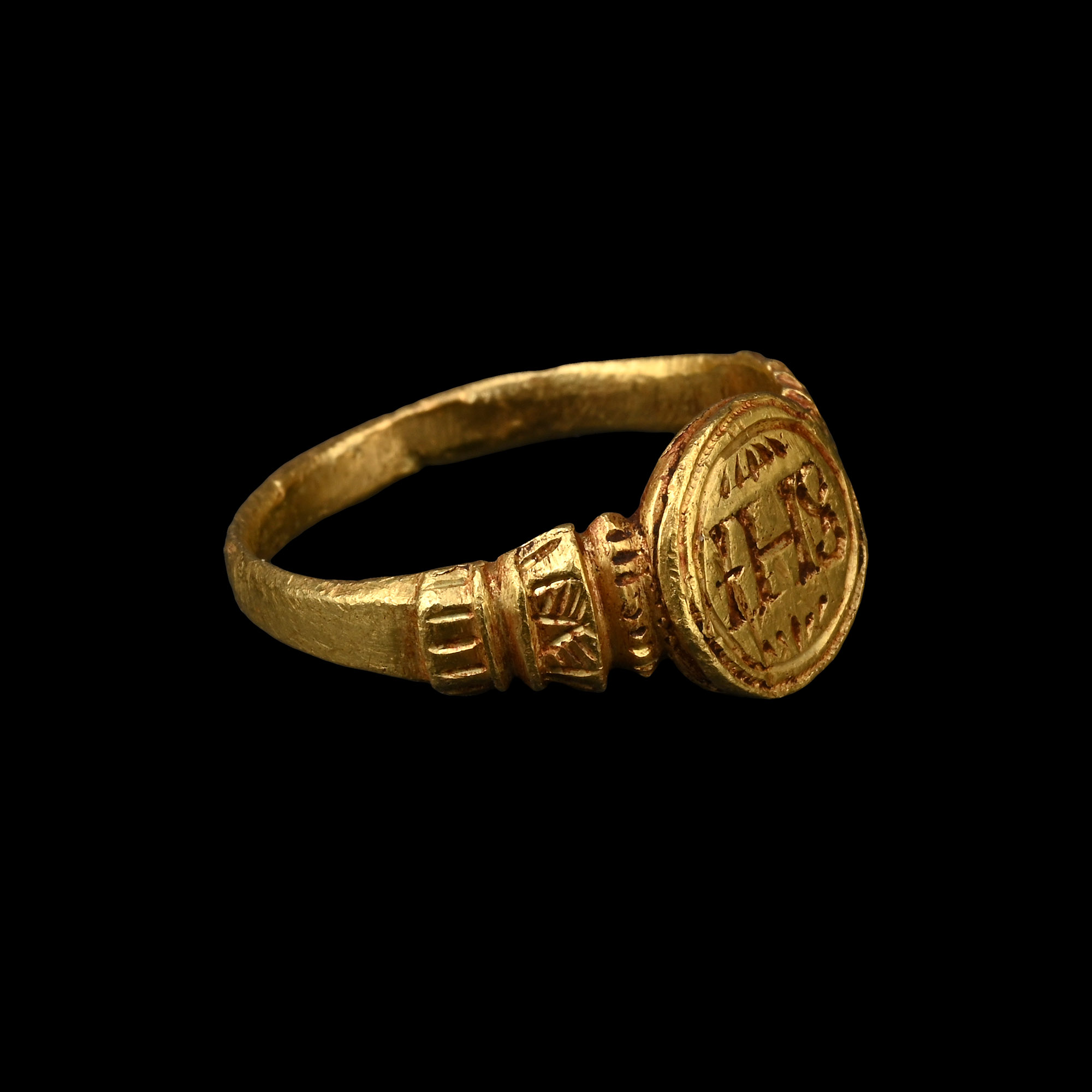 Byzantine Gold Ring with IHS Monogram