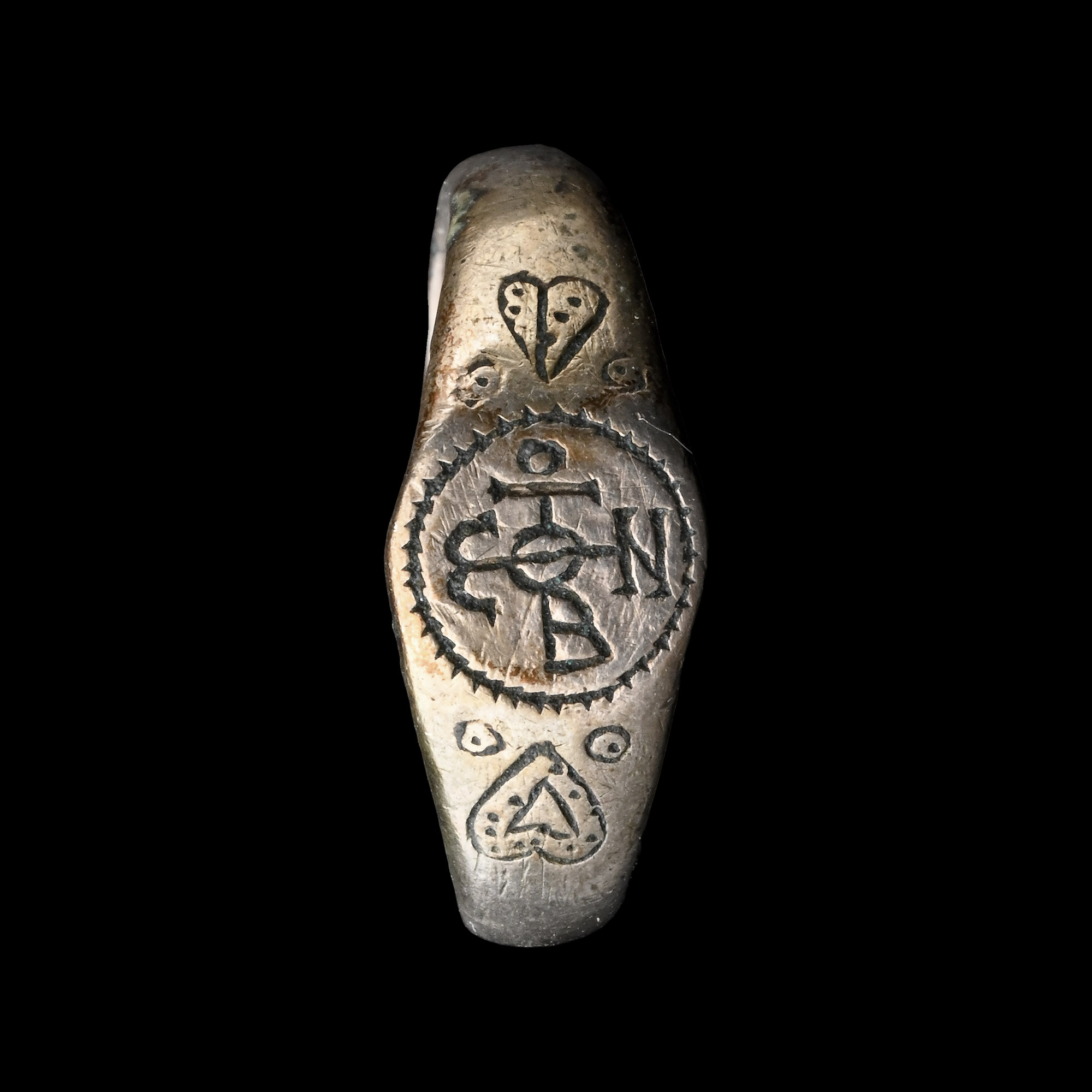 Byzantine Silver Ring with Niello and Monogram