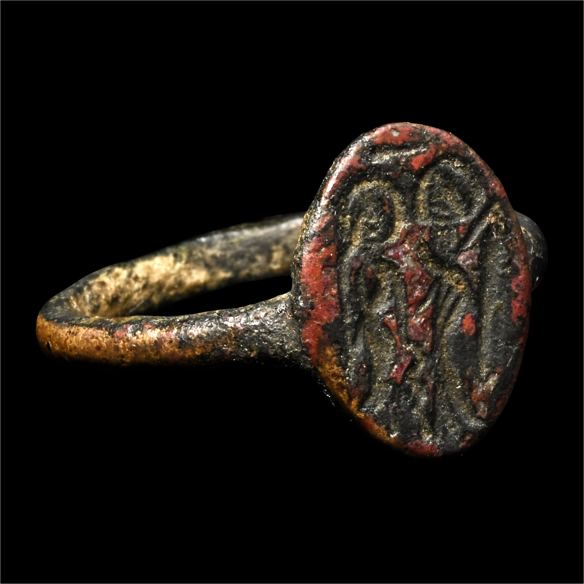 Byzantine Bronze Ring with Winged Figures