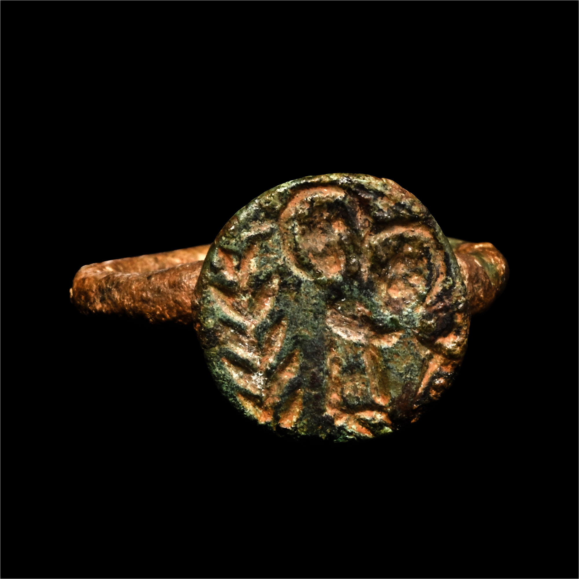 Byzantine Bronze Ring with Mary and Christ