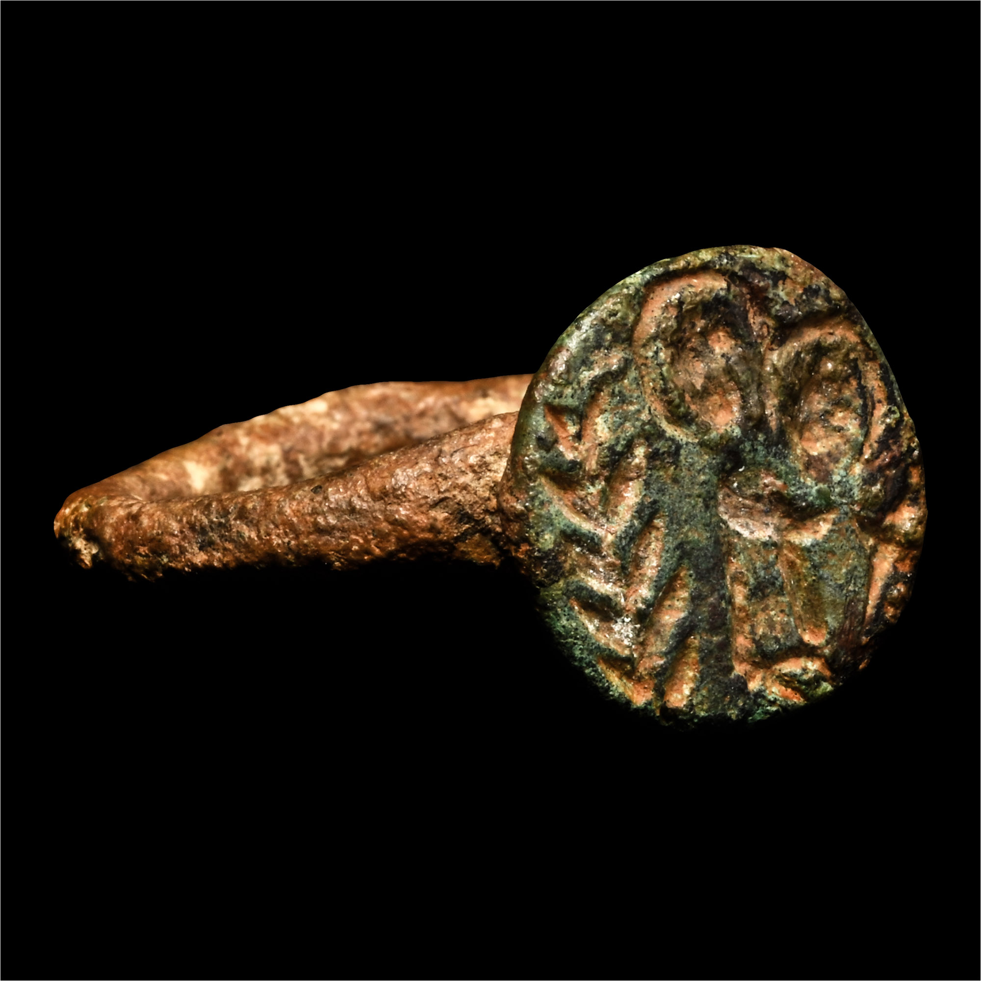Byzantine Bronze Ring with Mary and Christ