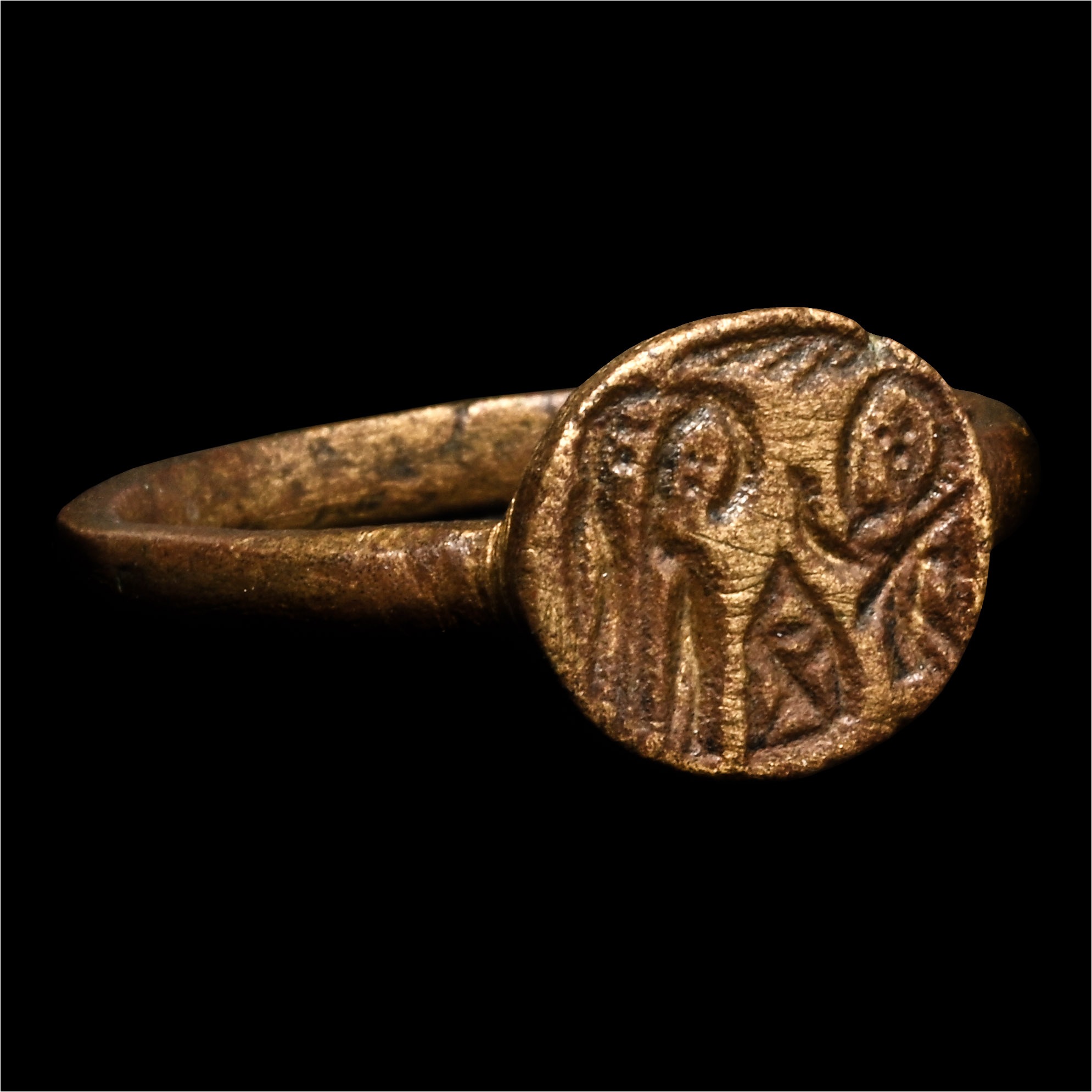 Byzantine Bronze Ring with Christ