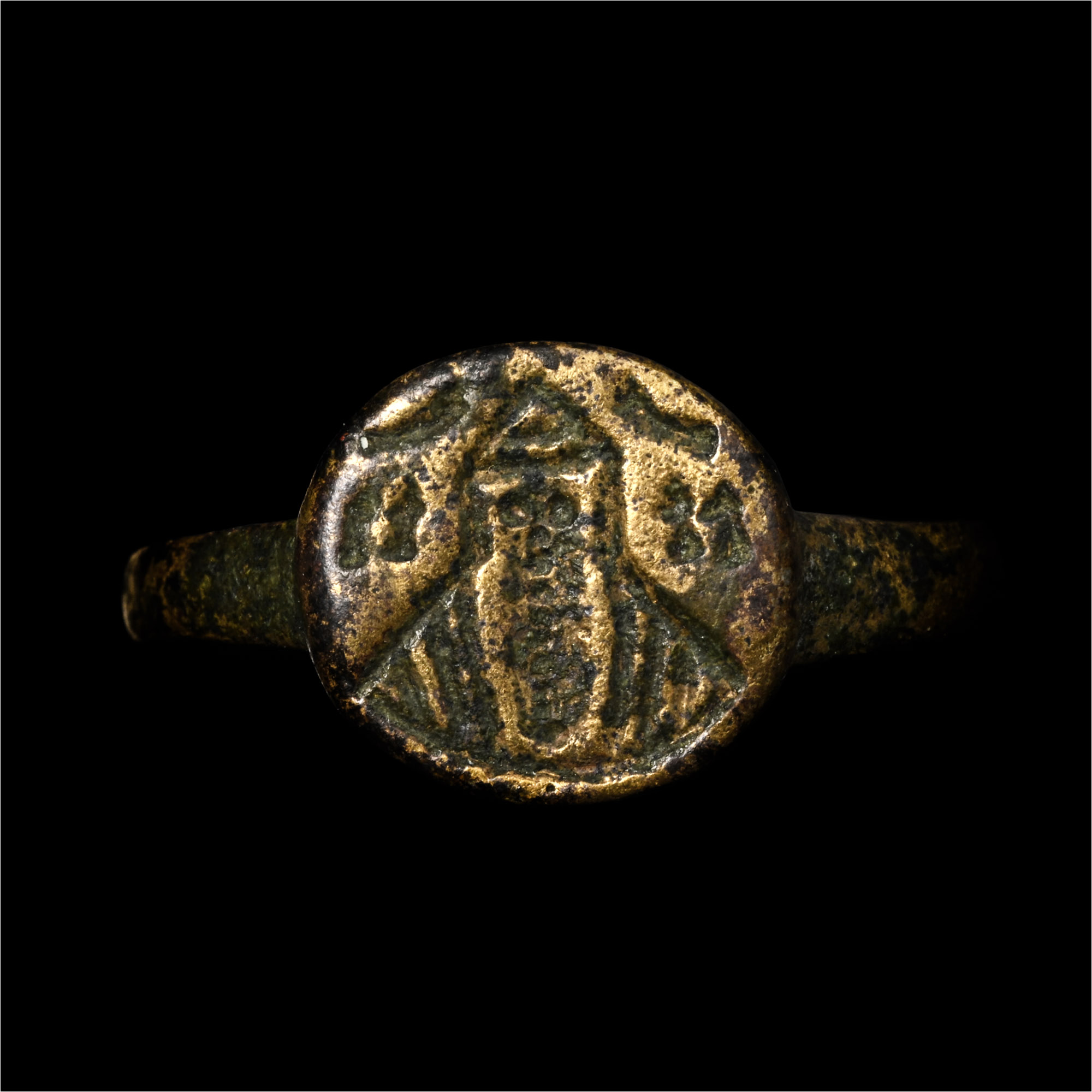 Byzantine Gilt Bronze Ring with Christ