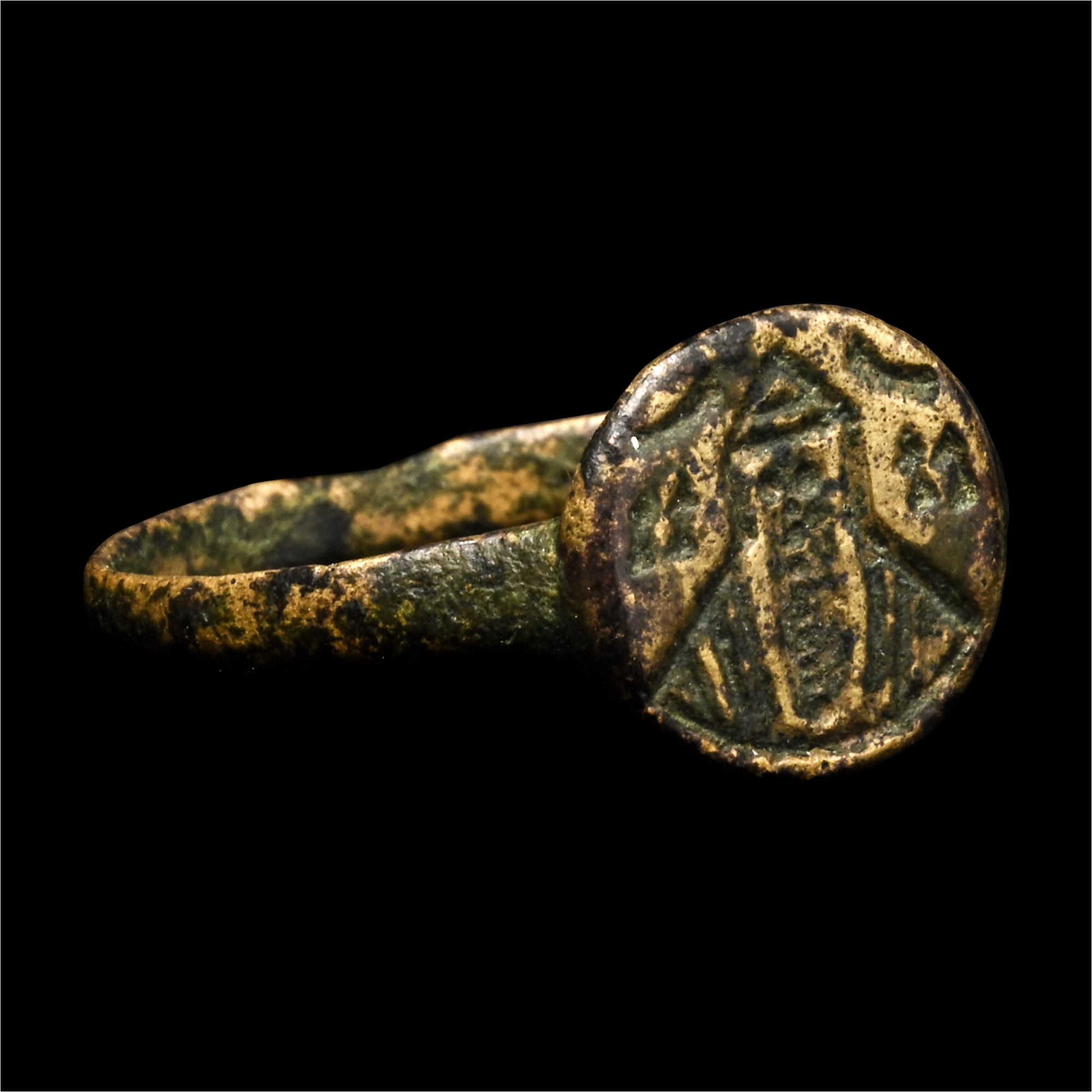Byzantine Gilt Bronze Ring with Christ