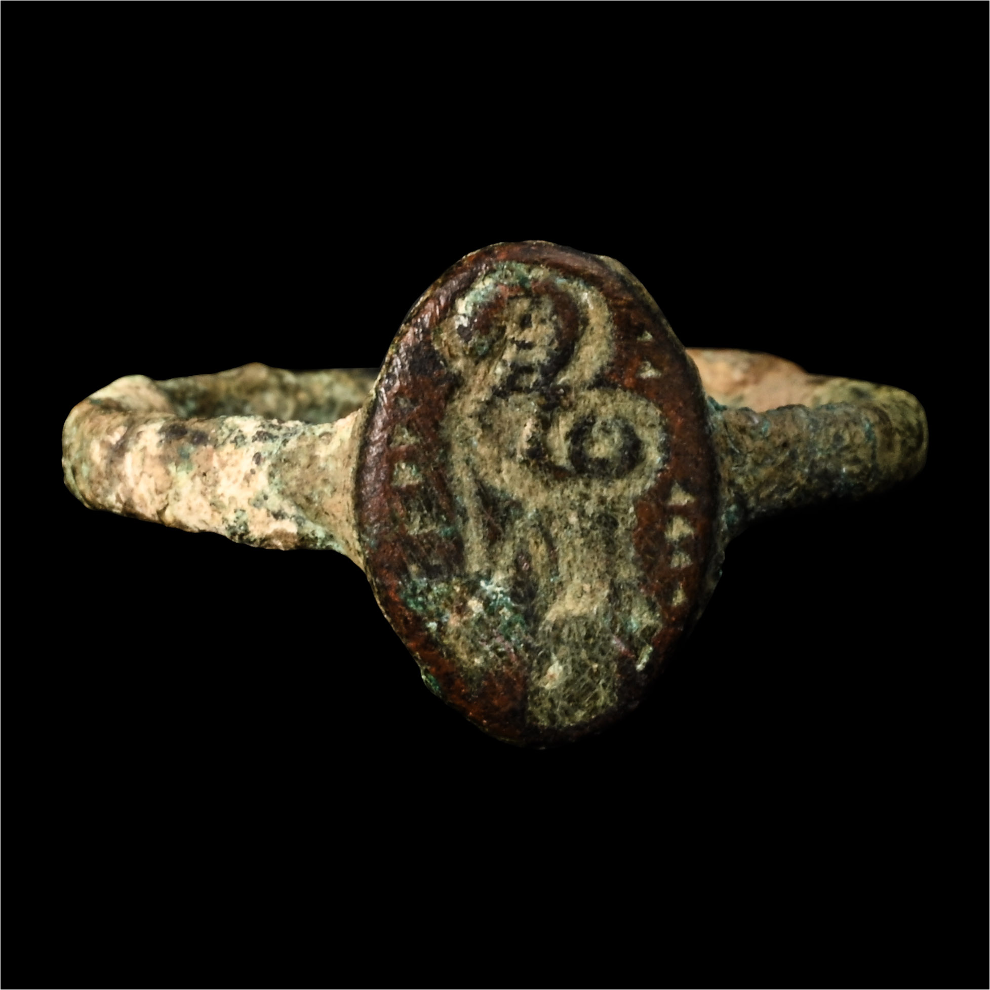 Byzantine Bronze Ring with Mary and Christ