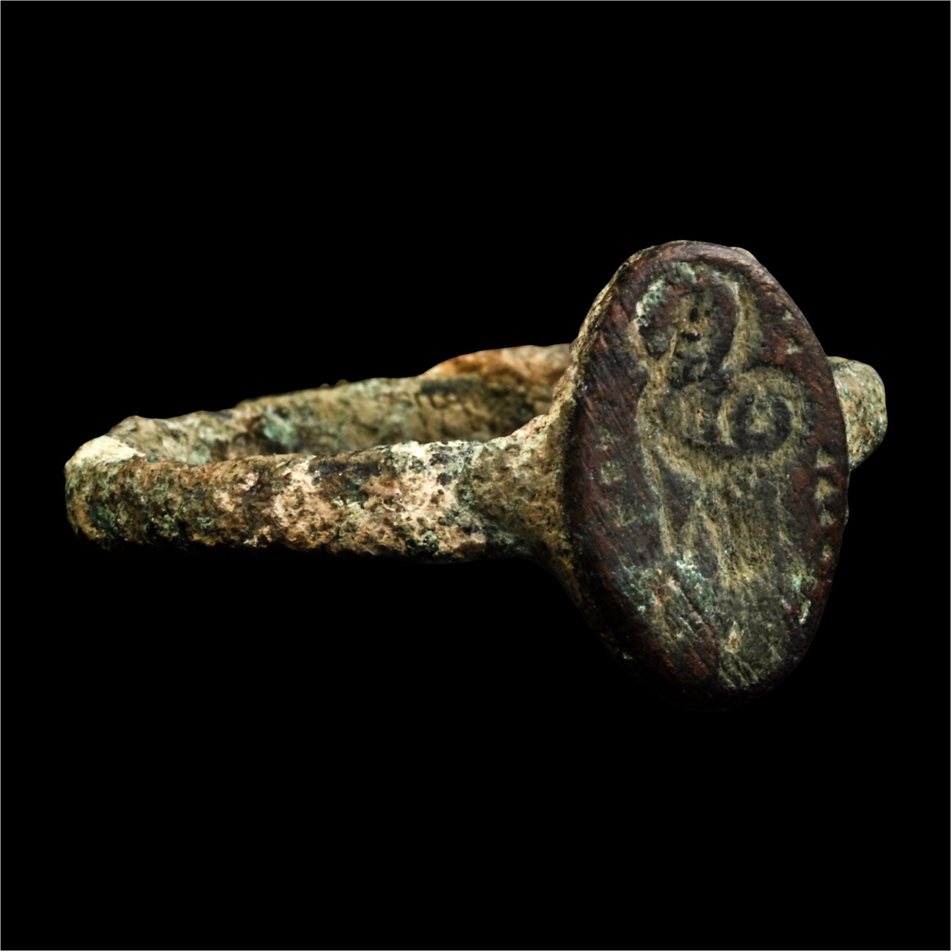 Byzantine Bronze Ring with Mary and Christ