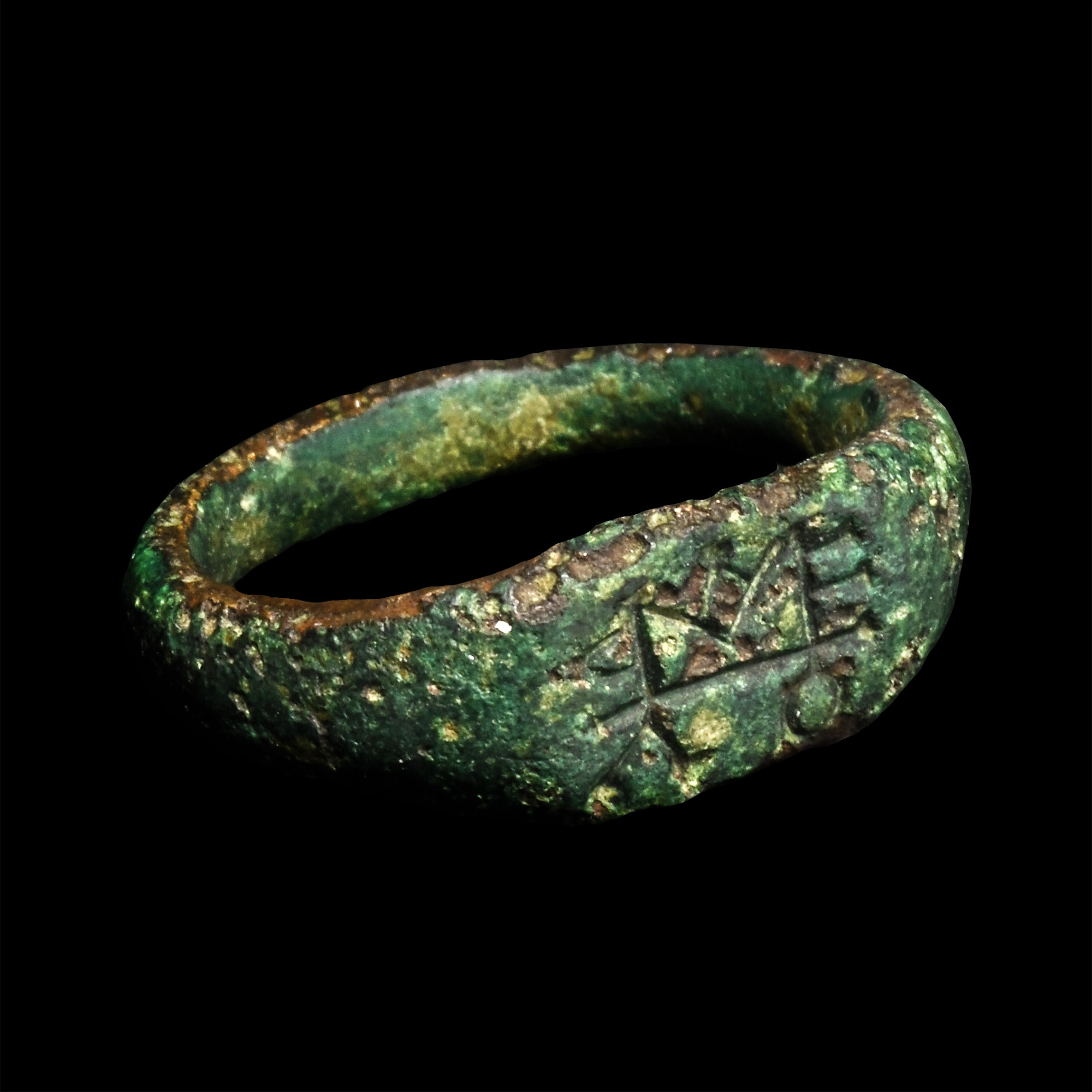 Byzantine Bronze Ring with Cross