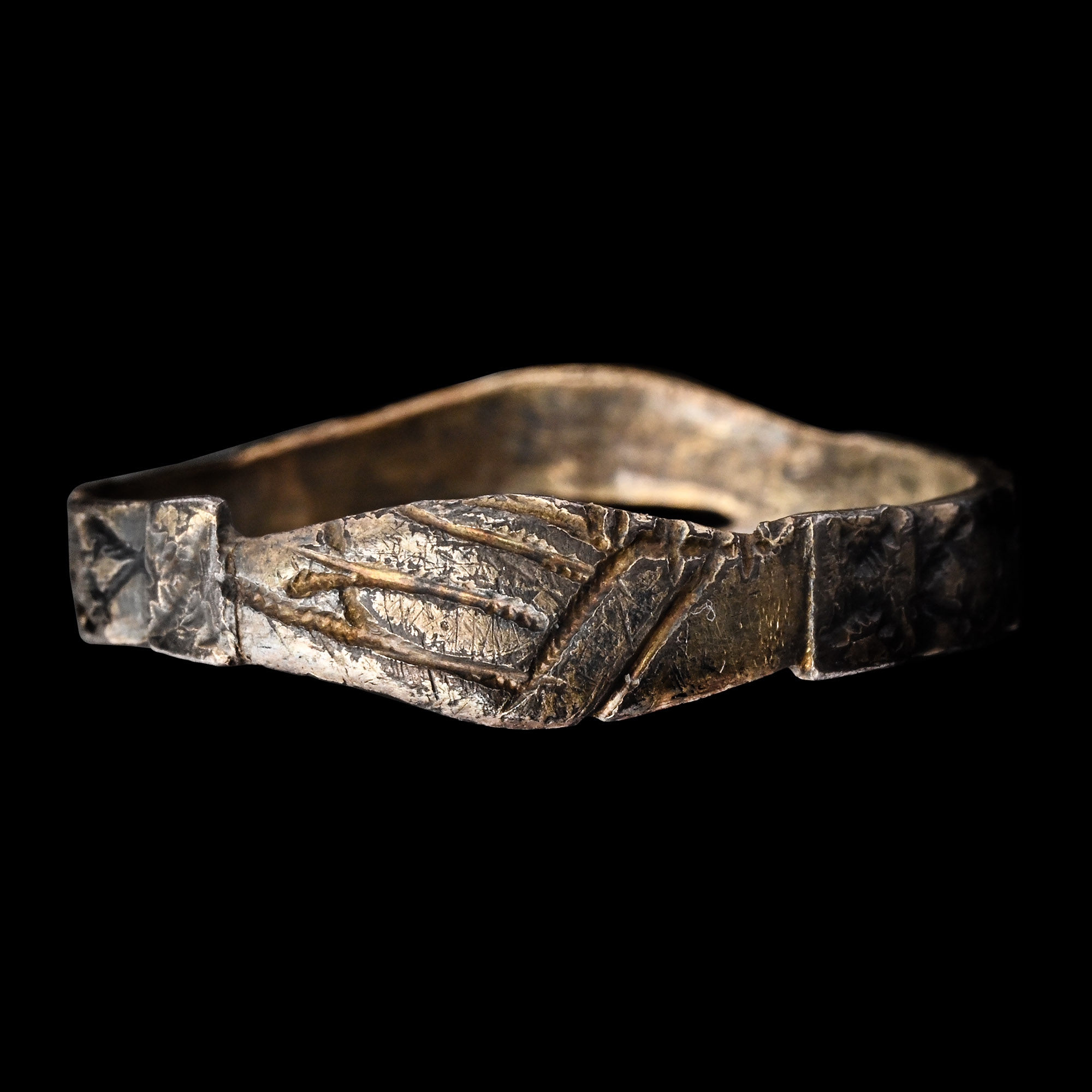Byzantine Silver Ring with Open Bezel