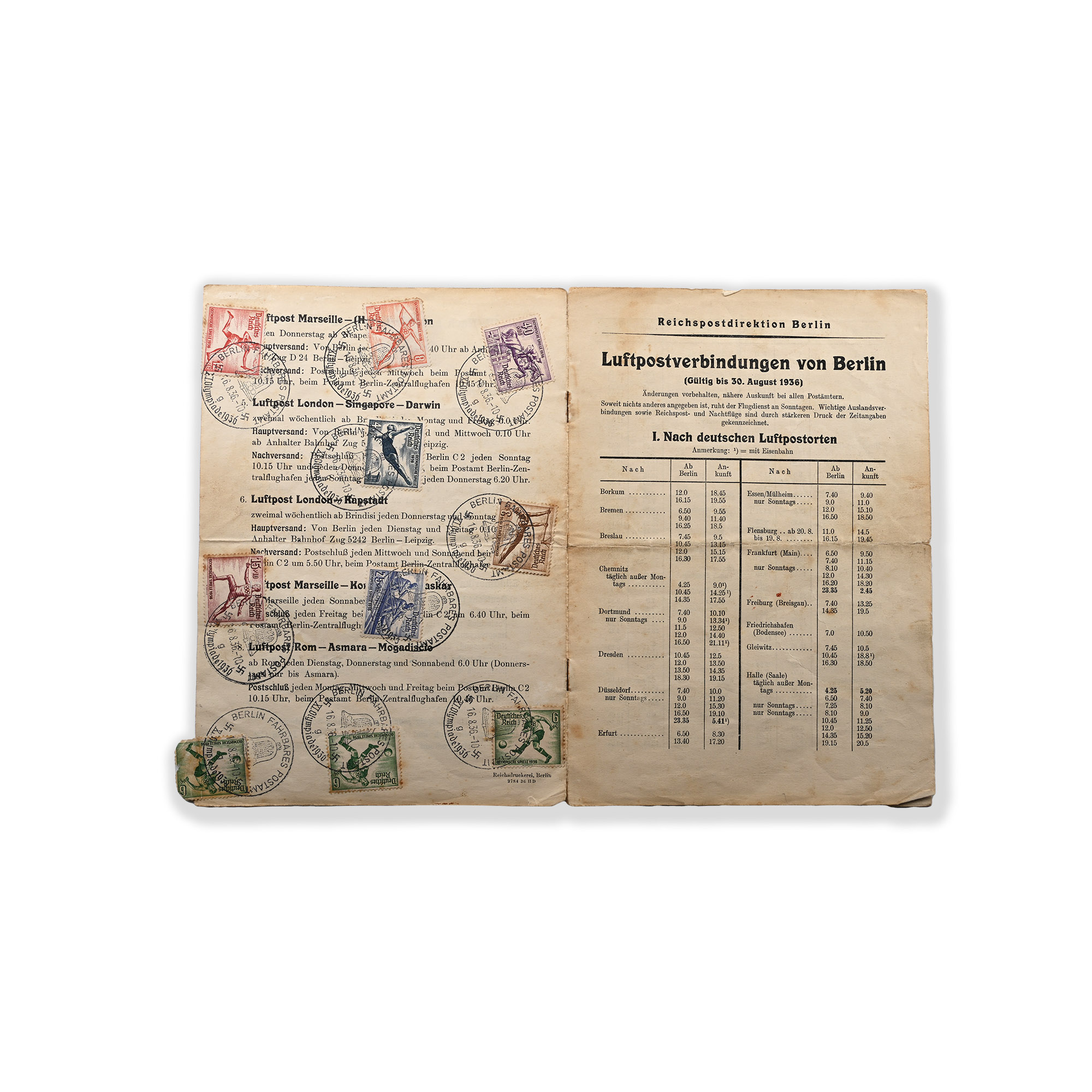 German Berlin Olympics Postal Notice with Stamps