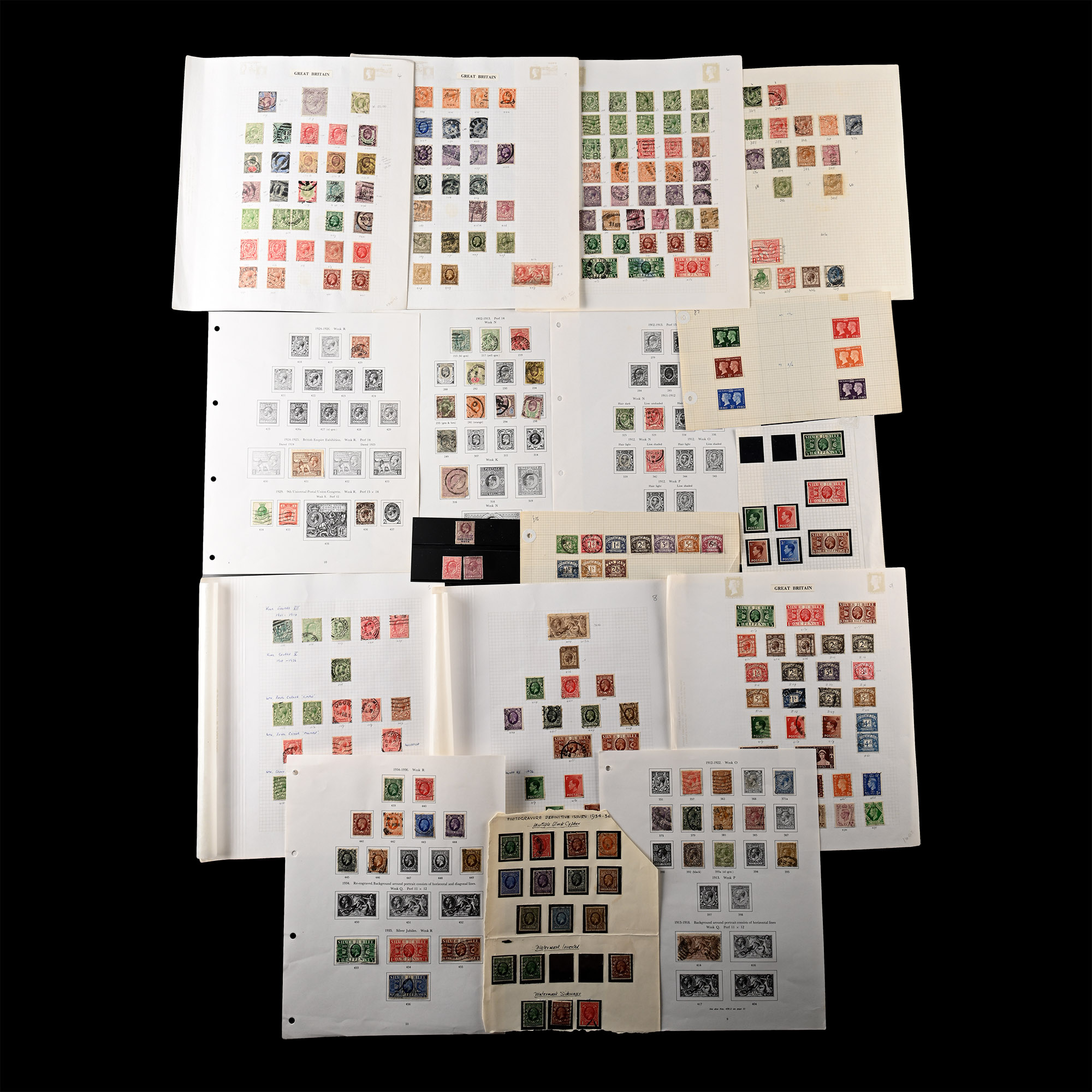 Great Britain Edward VII, George V and George VI Stamp Album Page Collection