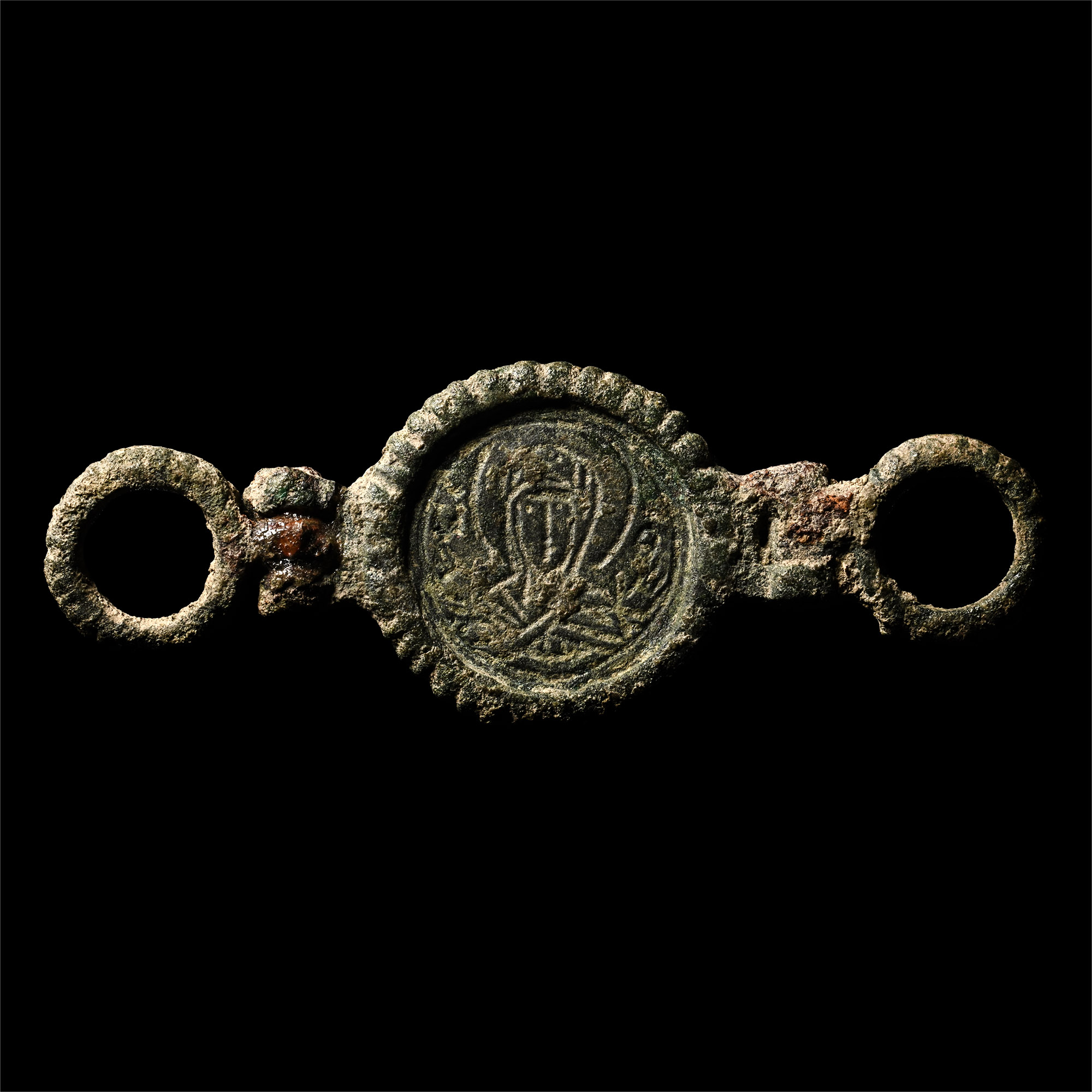 Byzantine Bronze Bracelet Chain Section with Busts