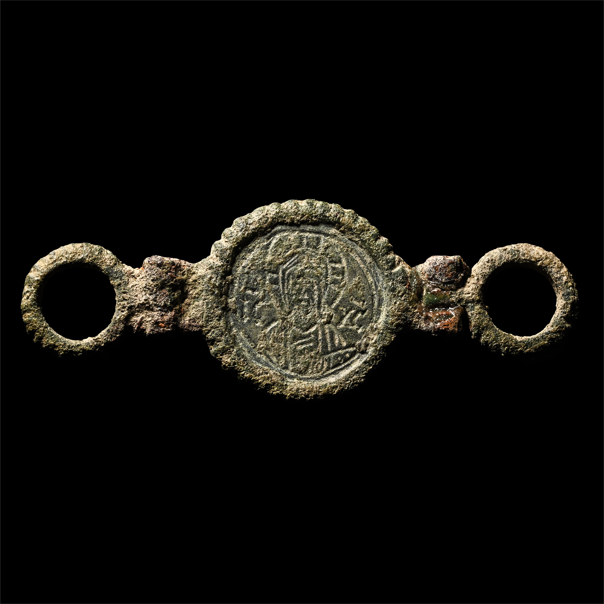 Byzantine Bronze Bracelet Chain Section with Busts