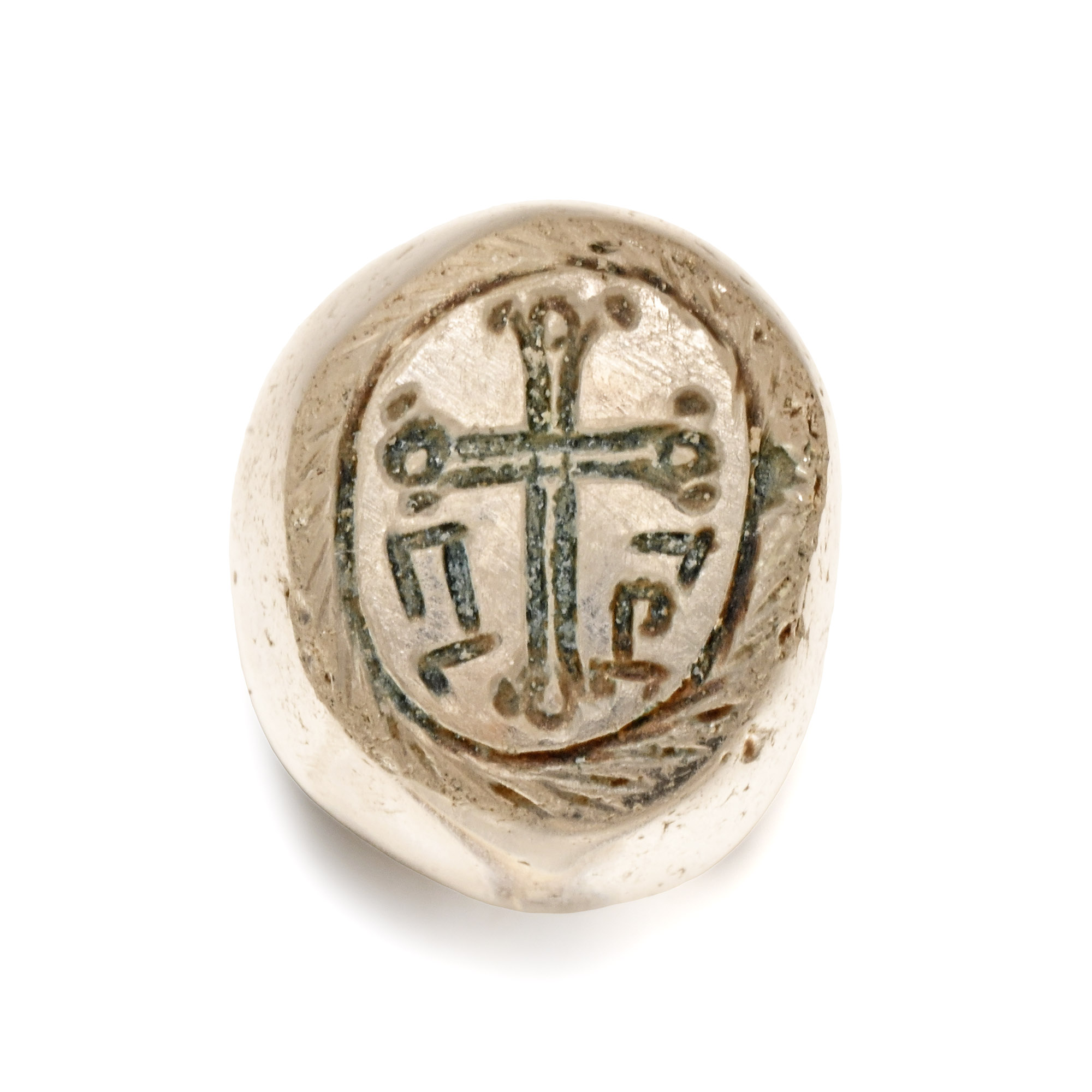 Byzantine Rock Crystal Pendant Seal with Engraved Cross
