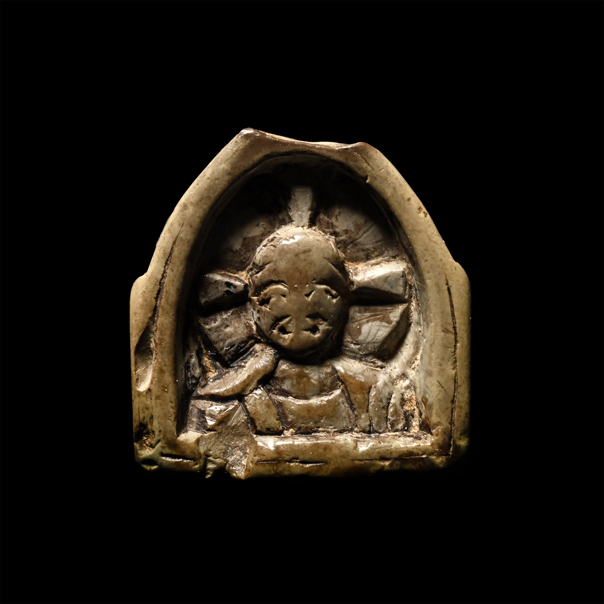 Byzantine Stone Amulet with Engraved Christ