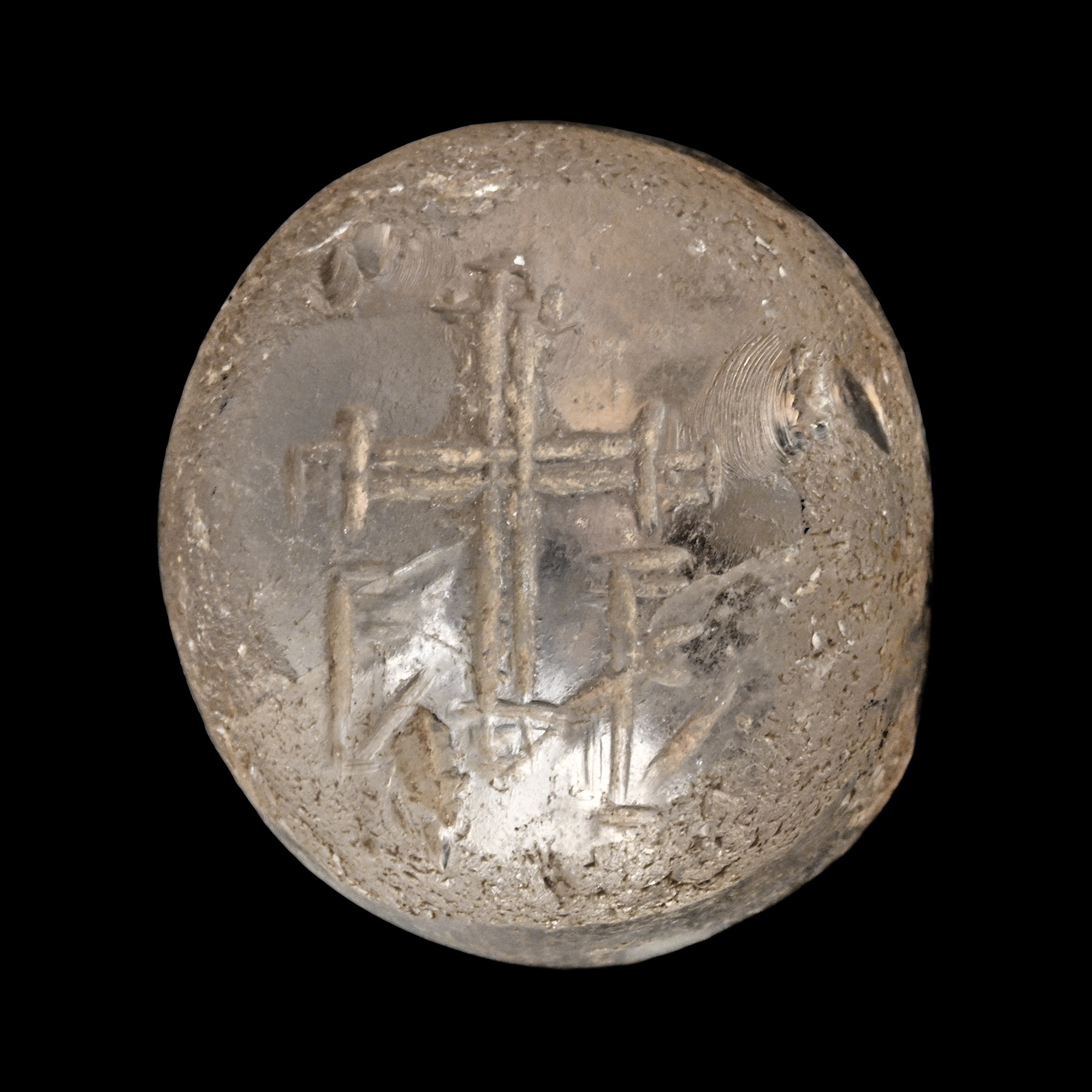 Byzantine Rock Crystal Stamp Seal with Cross