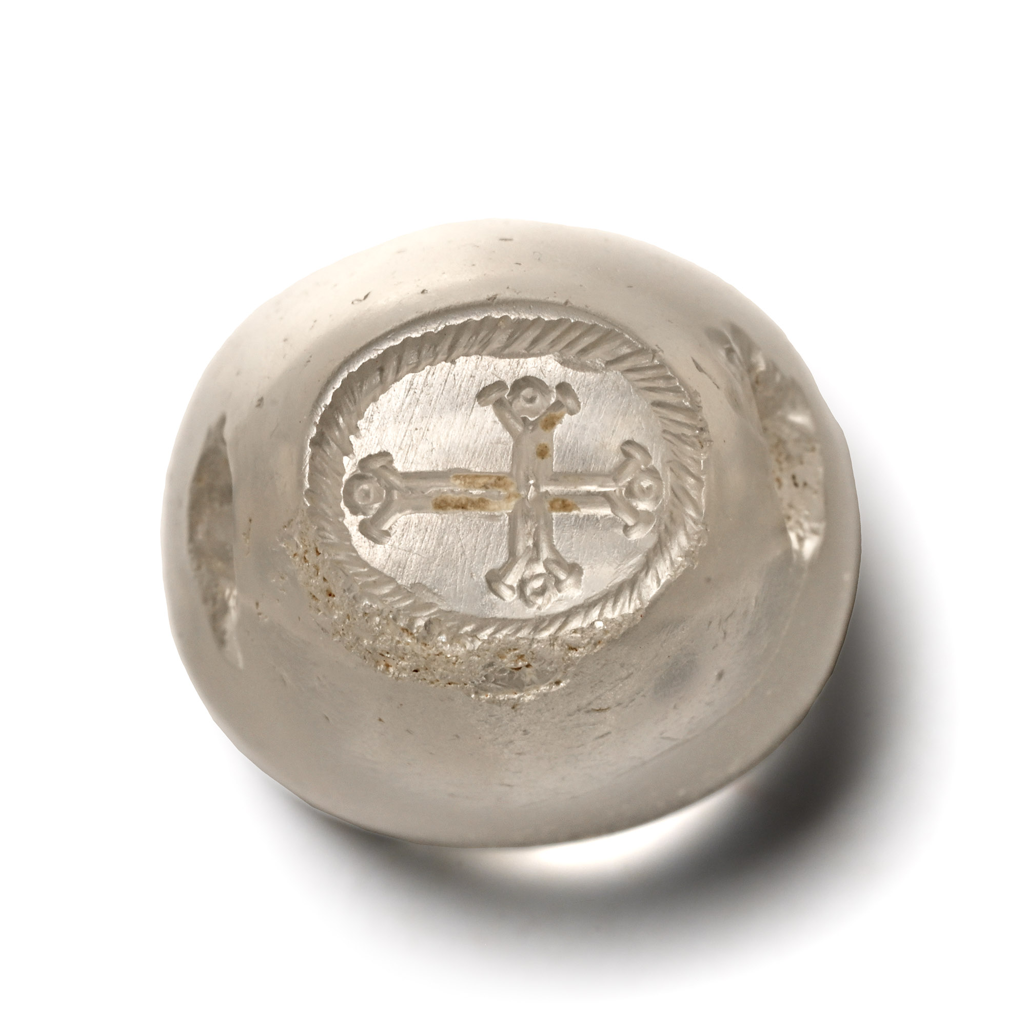 Byzantine Rock Crystal Stamp Seal with Cross