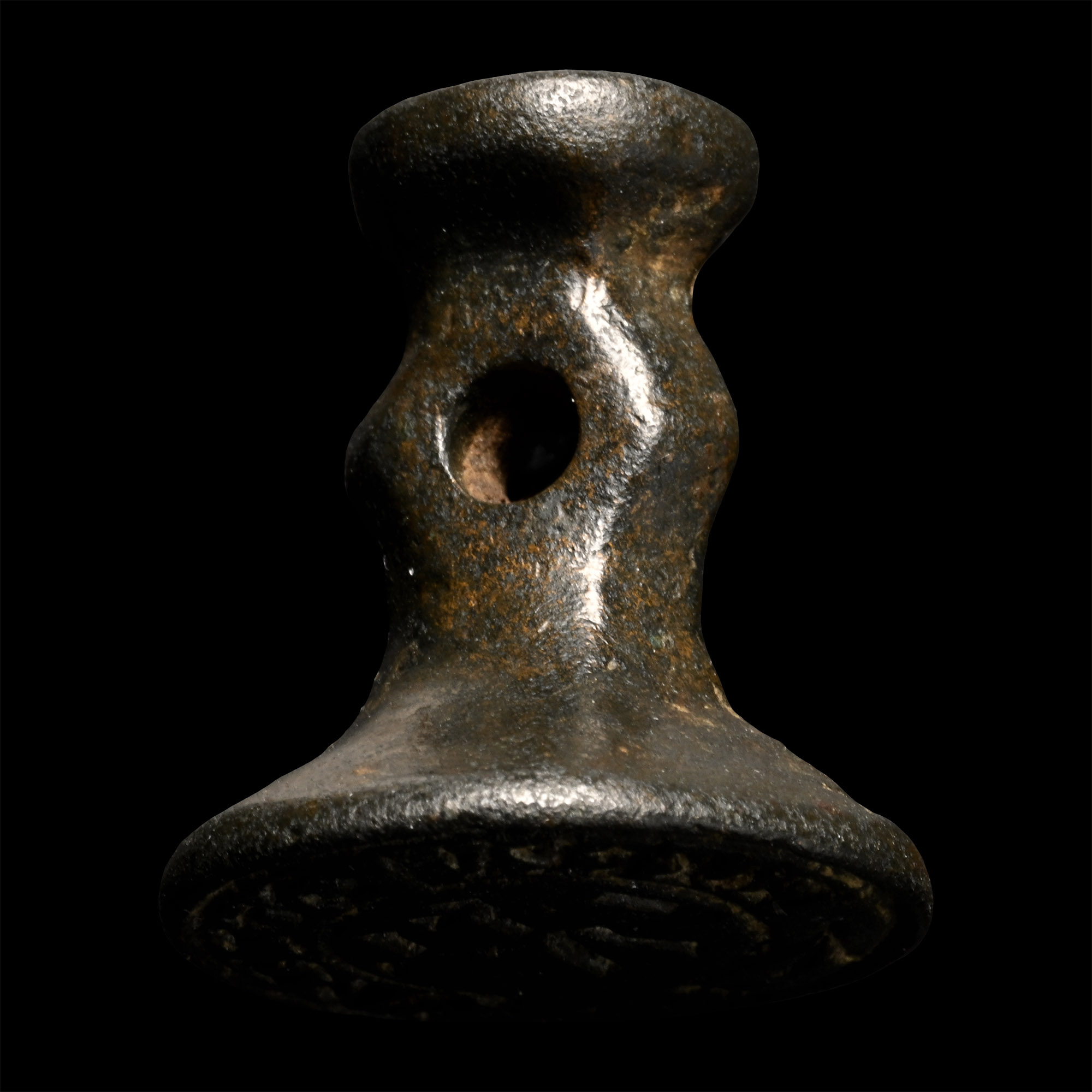 Medieval Bronze Seal Matrix with Monogram and Inscription