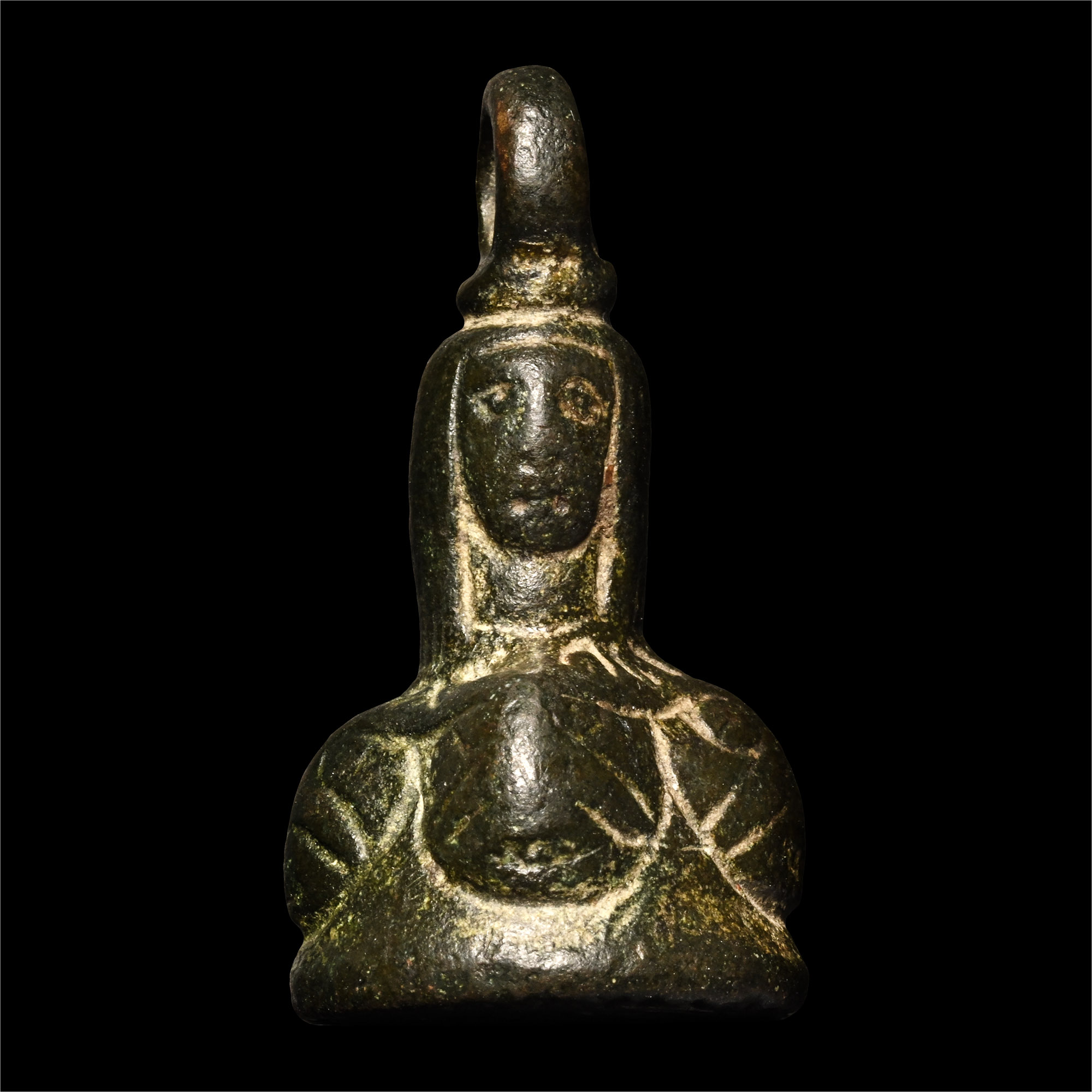 Byzantine Bronze Four-Faced Seal Matrix with Bust