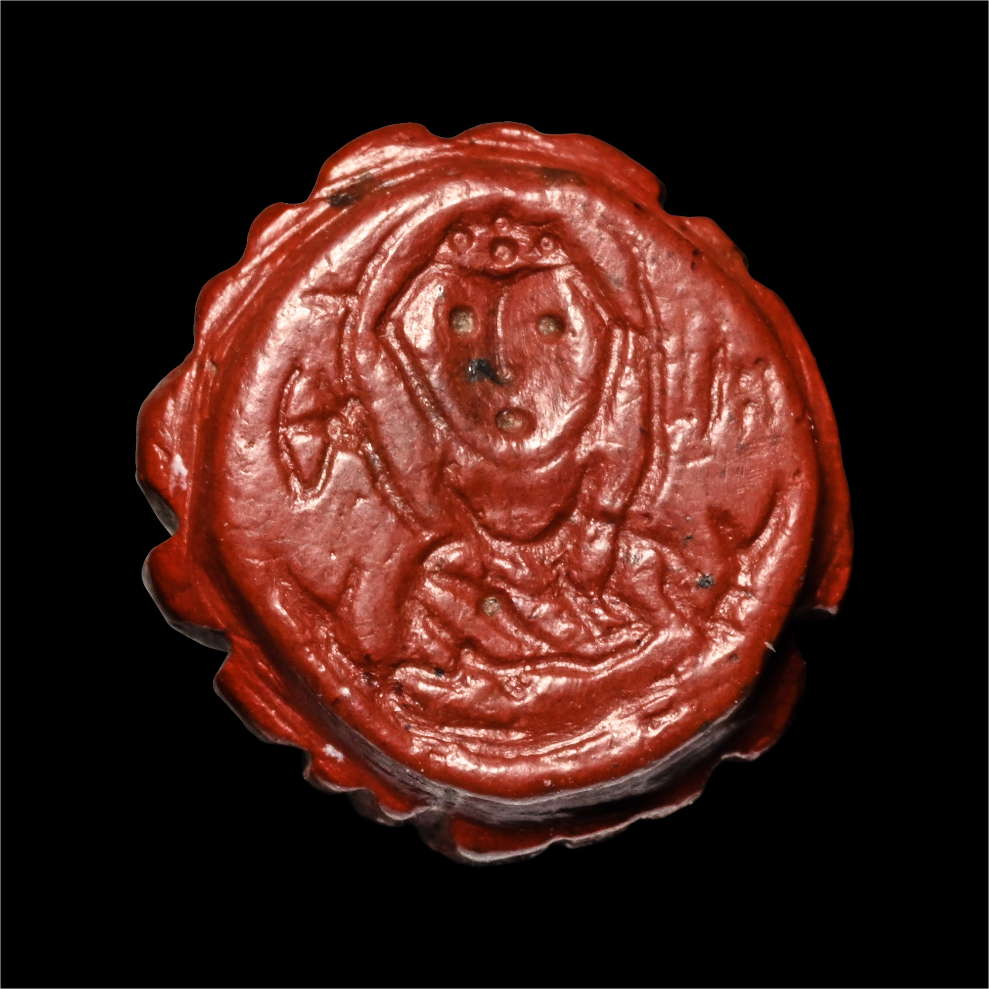 Byzantine Red Stone Stamp Seal with Bust of Mary