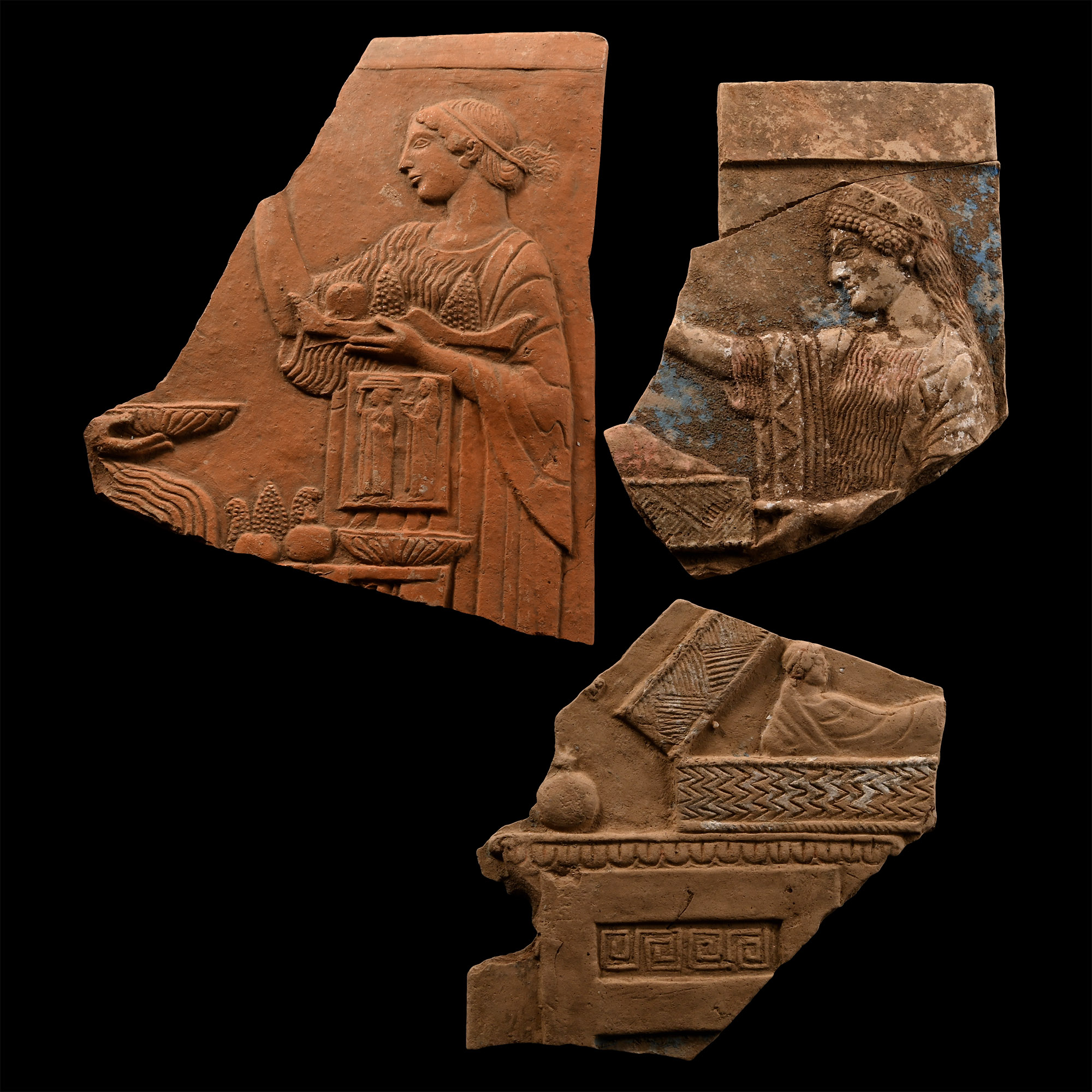 Greek Style Terracotta Plaque Fragment Group