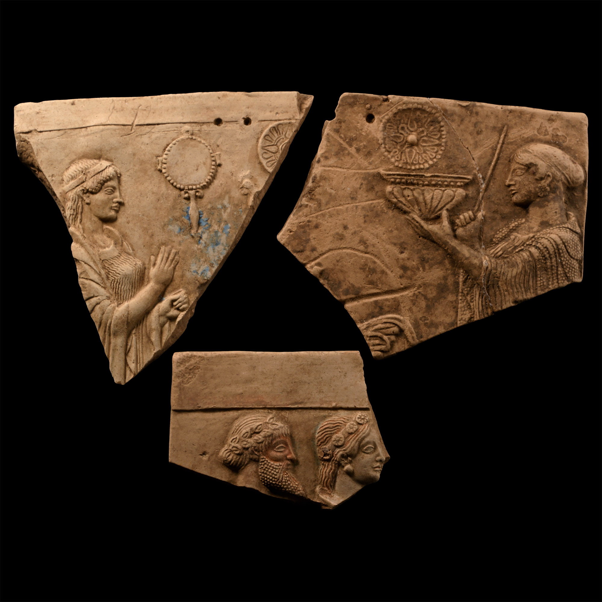 Greek Style Terracotta Plaque Frangment Group