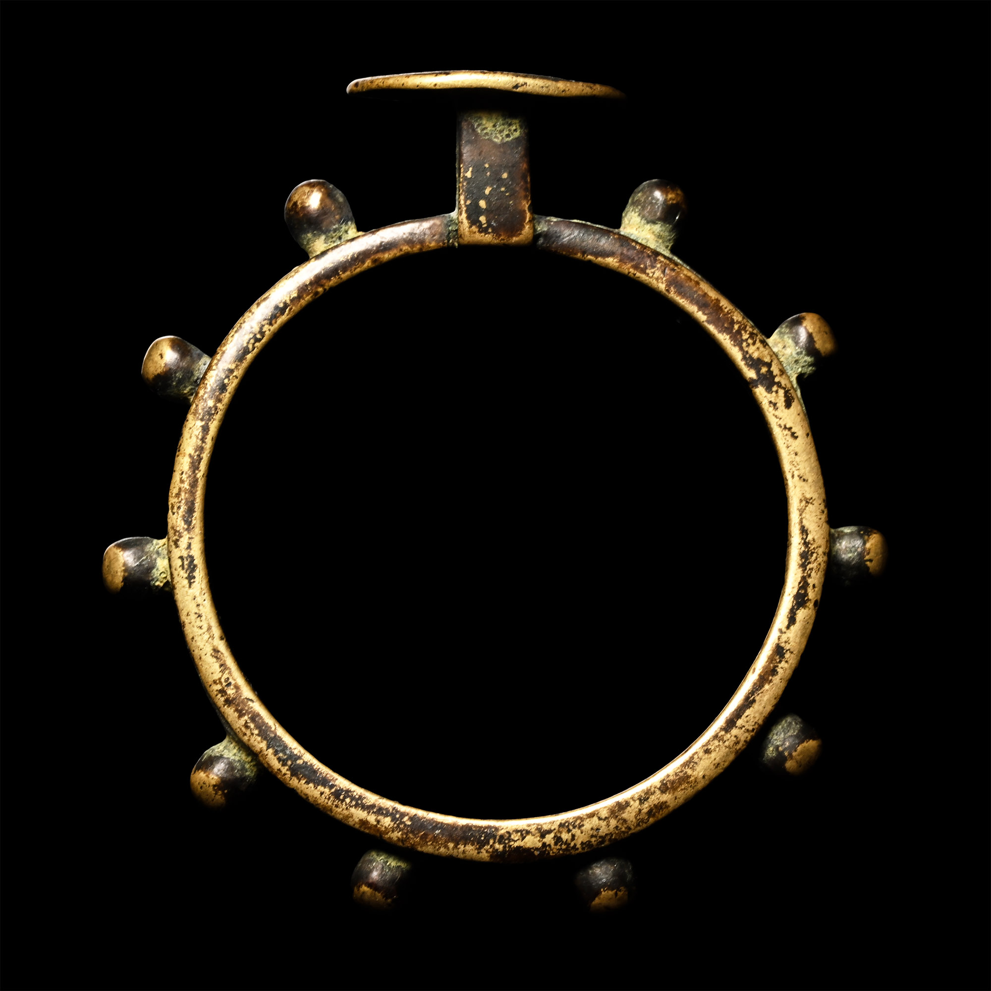 Medieval Bronze Rosary Ring with 'IHS' Inscription