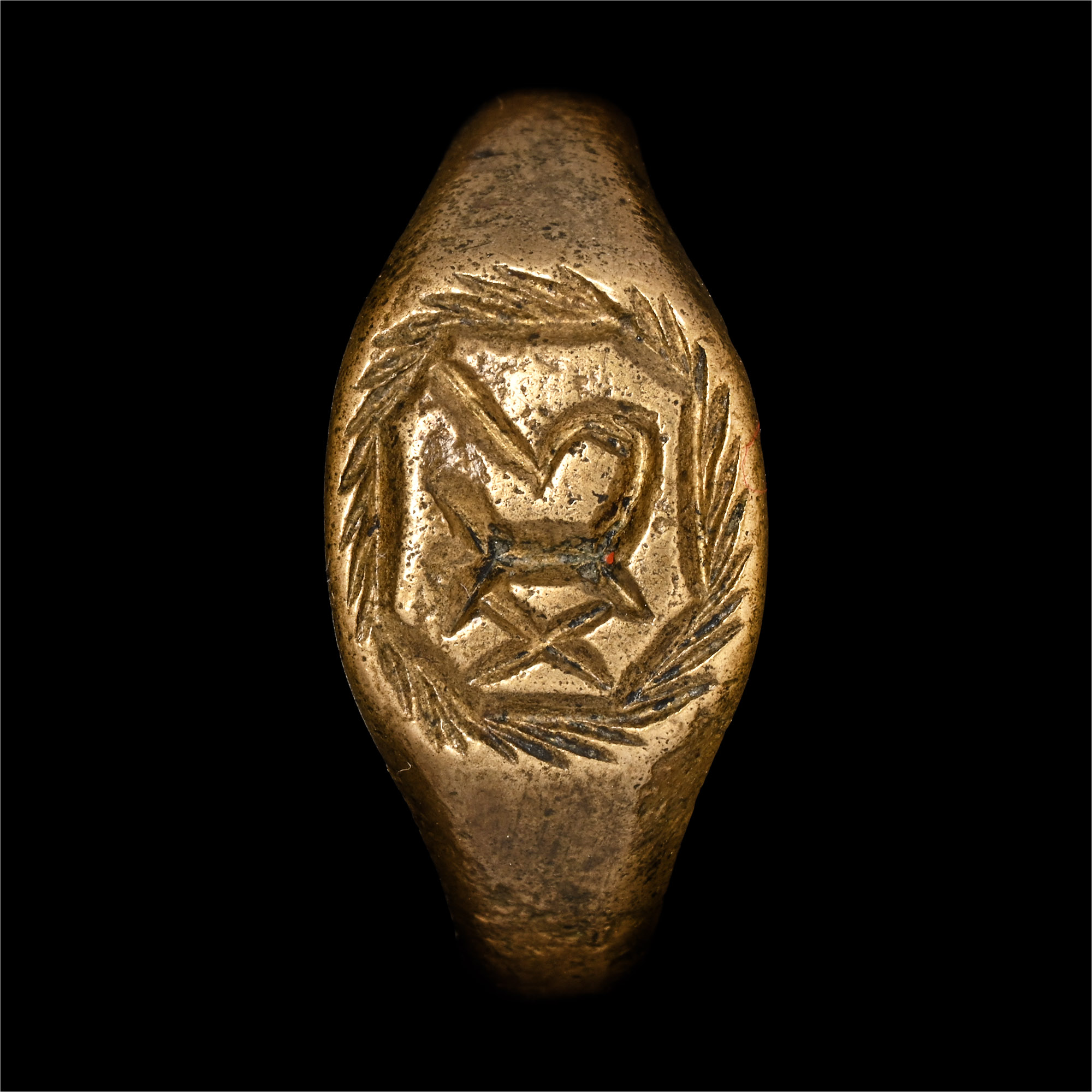 Large Medieval Bronze Signet Ring