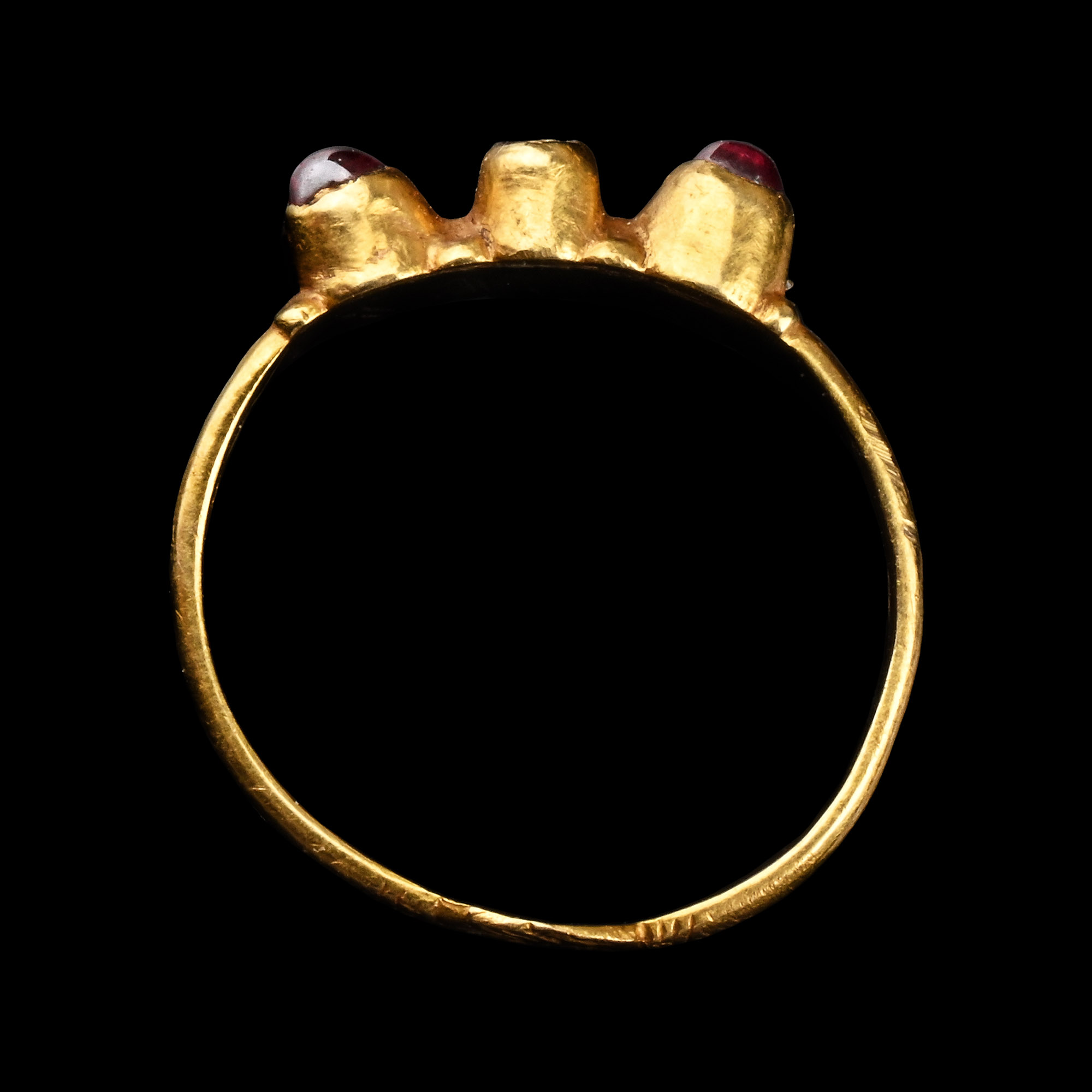 Medieval Gold Fede Ring with Amethysts