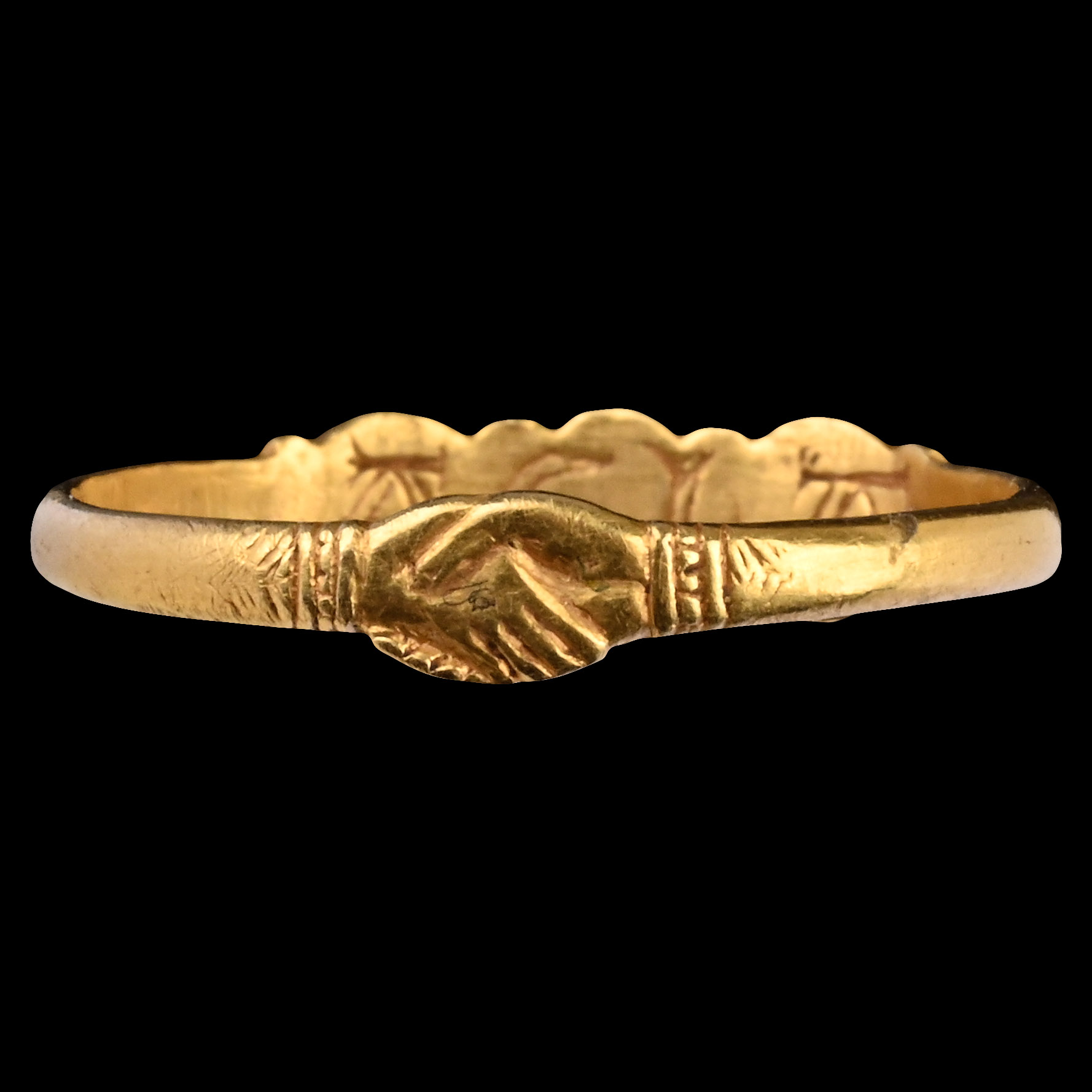 Medieval Gold Fede Ring with Amethysts