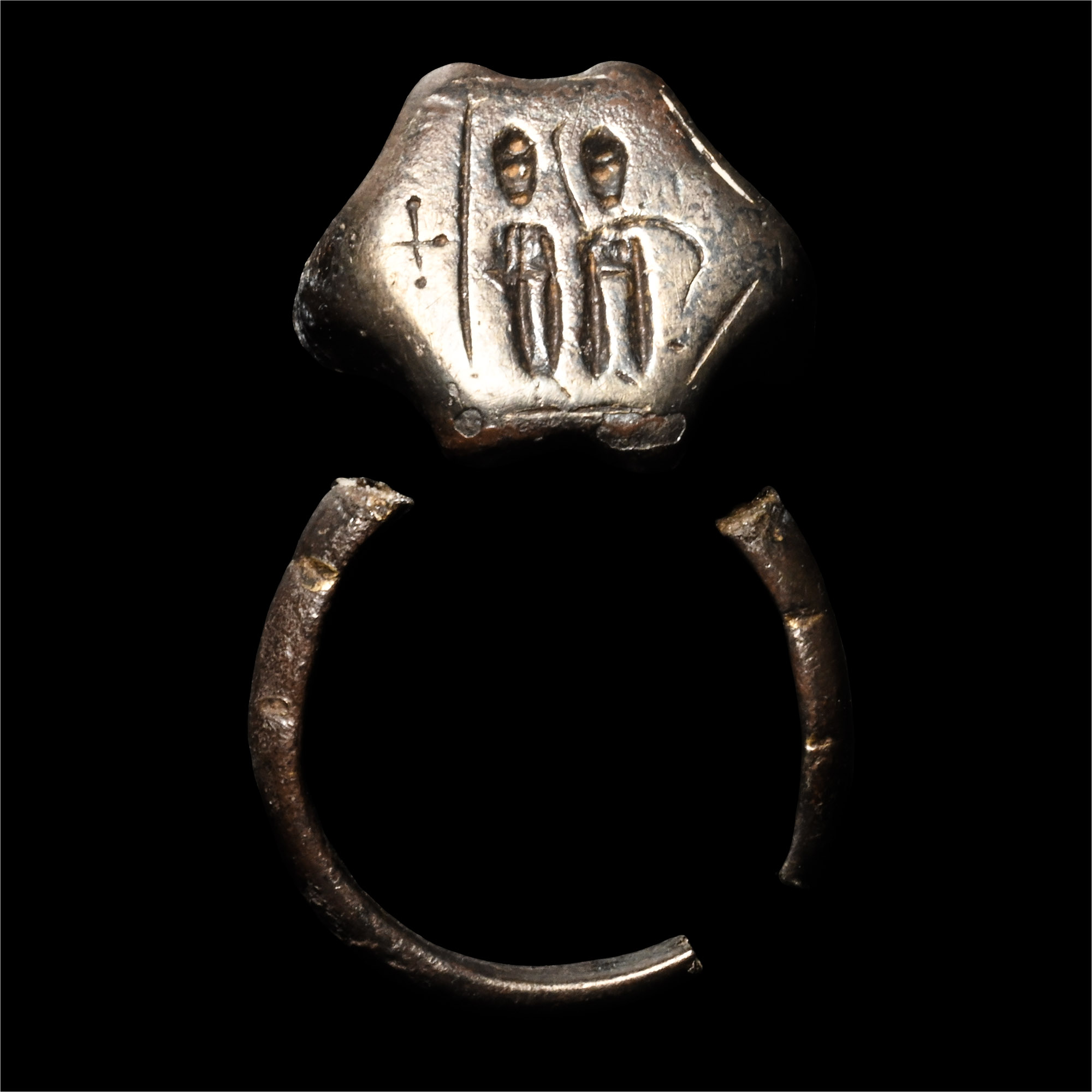 Byzantine Silver Ring Bezel with Two Saints