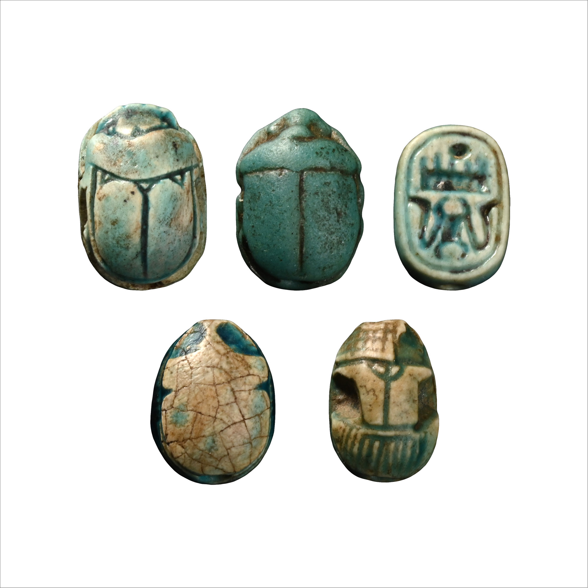 Egyptian Miniature Blue Glazed Scarab Collection