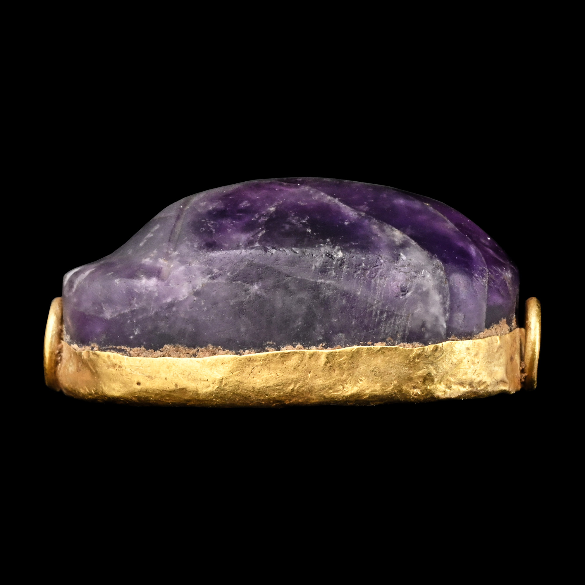 Egyptian Amethyst Scarab with Gold Fitting