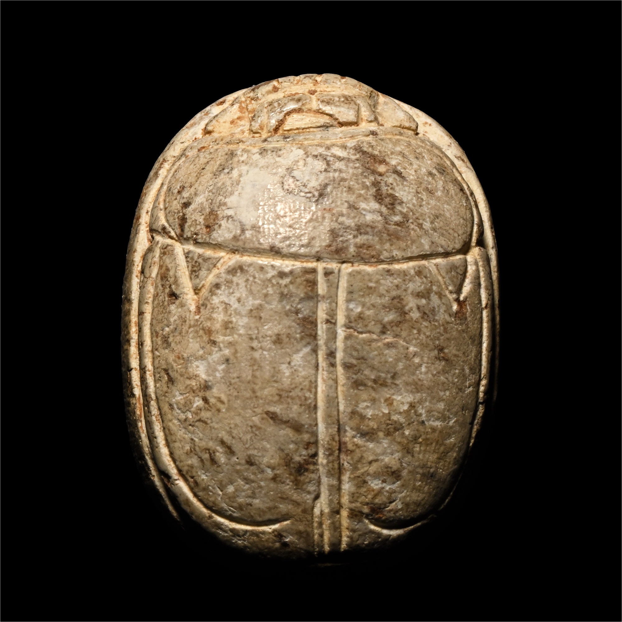 Egyptian Steatite Scarab with Religious Motifs