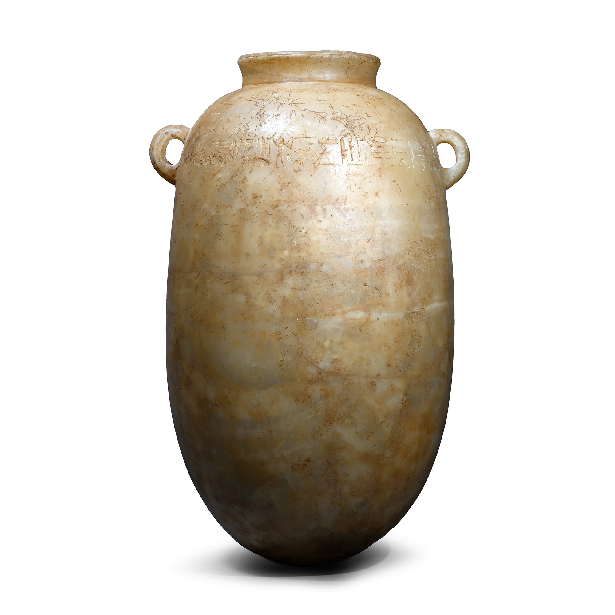 Very Large Egypto-Phoenician Alabaster Alabastron with Hieroglyphic Inscription
