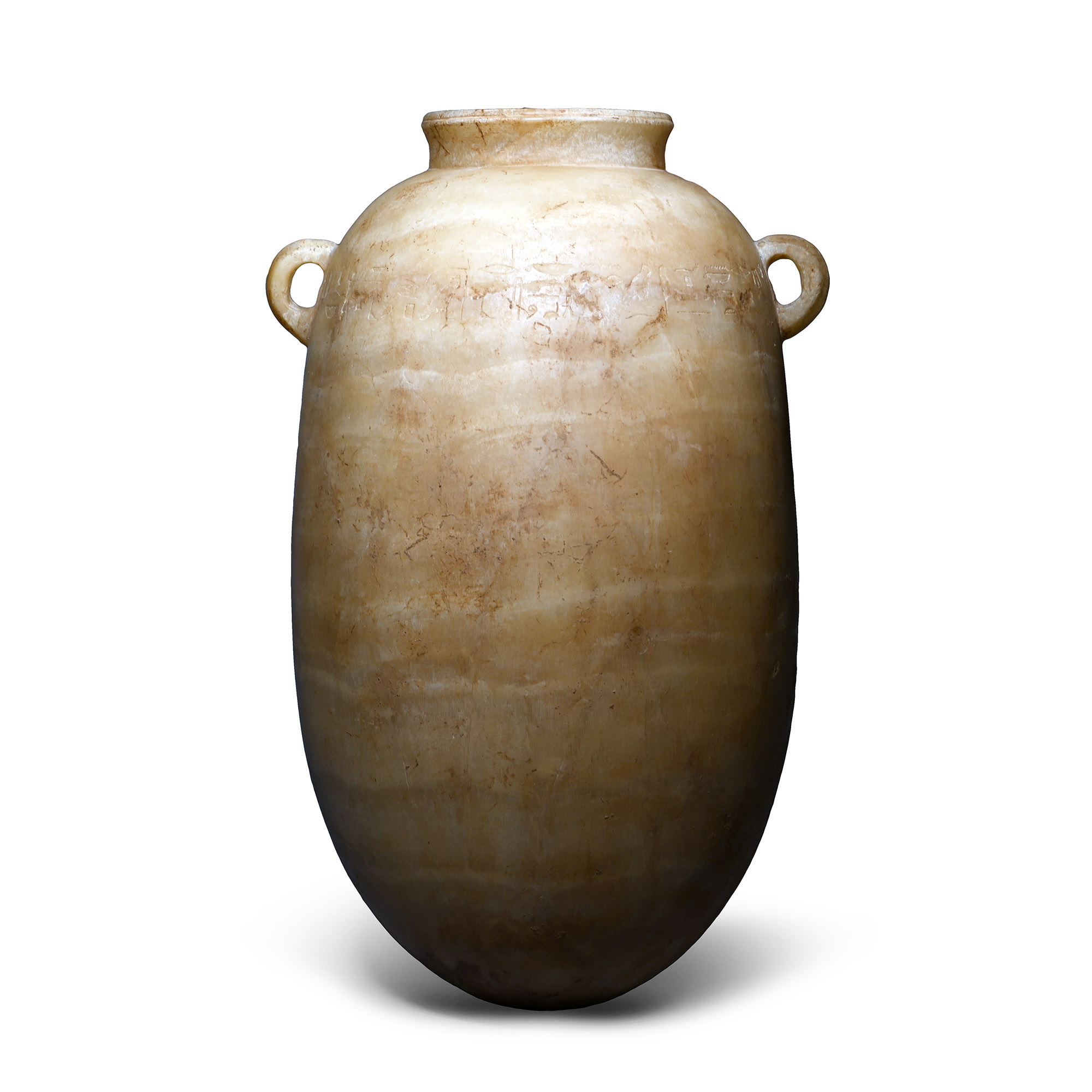 Very Large Egypto-Phoenician Alabaster Alabastron with Hieroglyphic Inscription